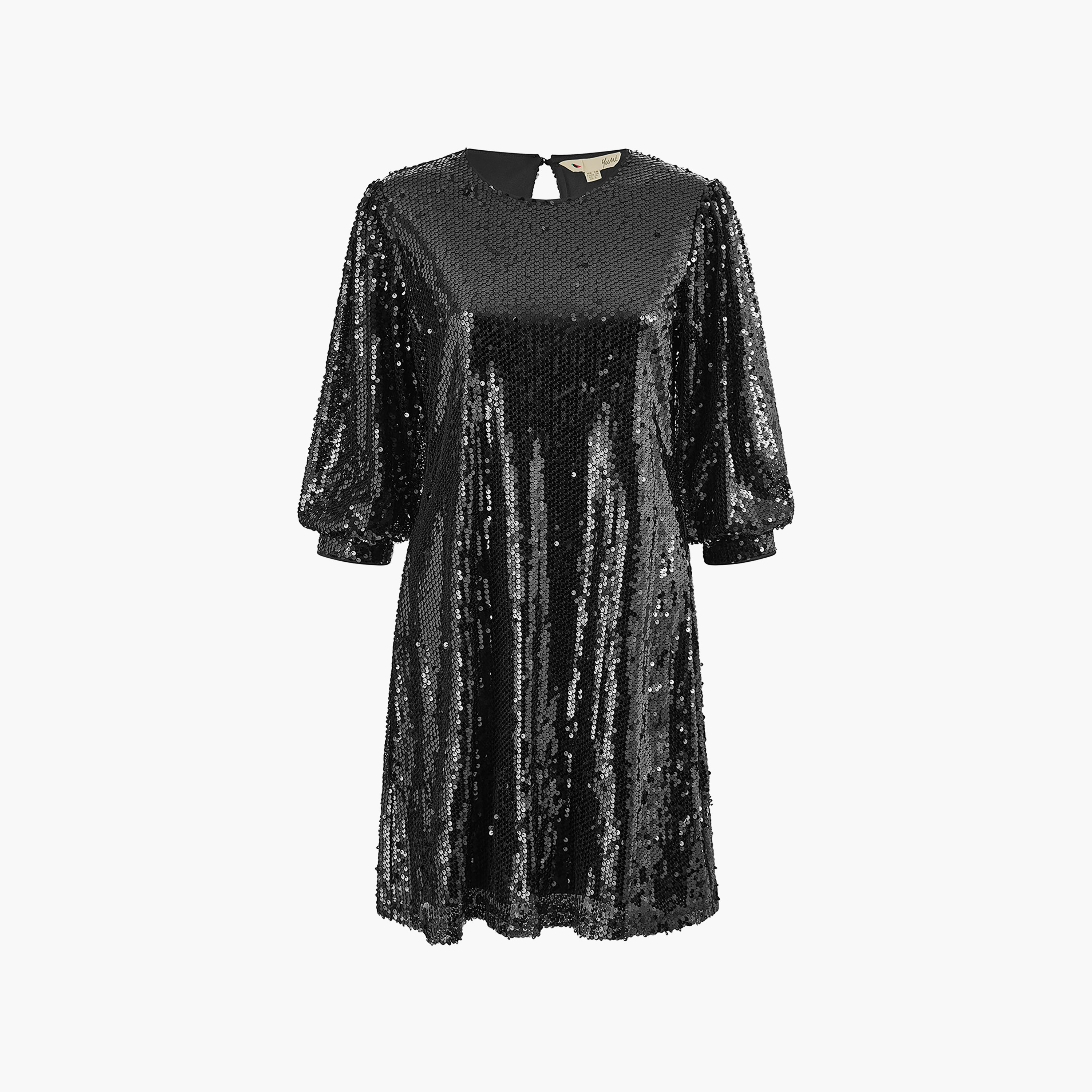 Yumi Sequin Tunic Evening Women's Mini Dress with Balloon Sleeves-women-clothing-dresses-image-4
