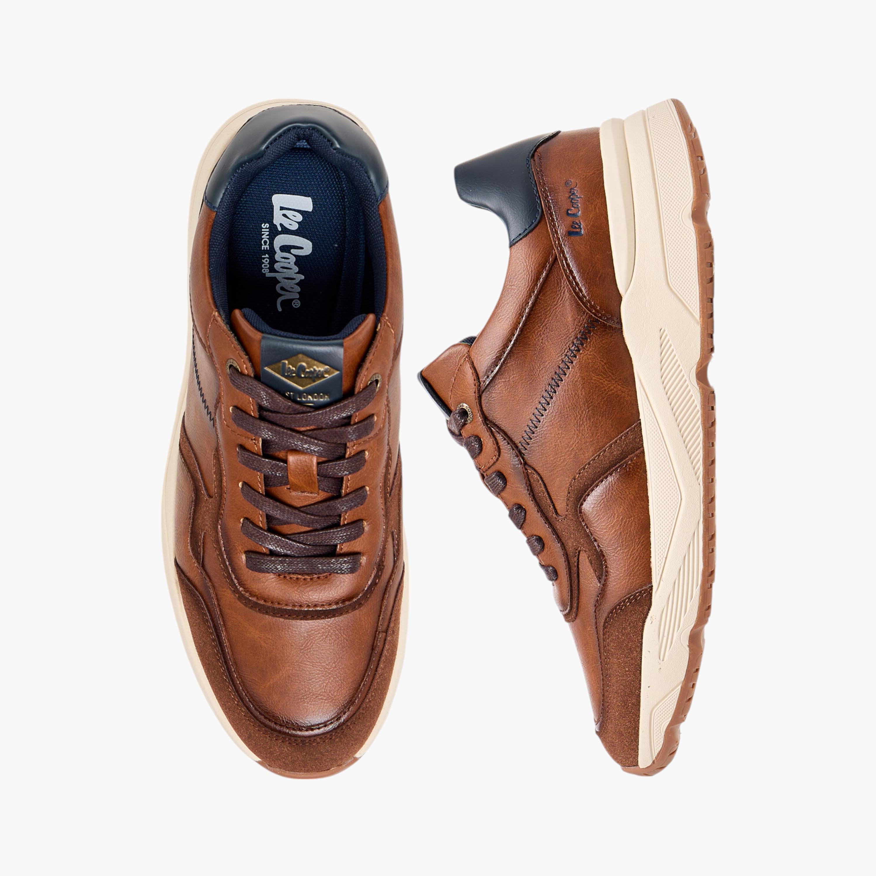 Lee Cooper Men's Panelled Lace-Up Sneakers-men-shoes-sneakers-image-1