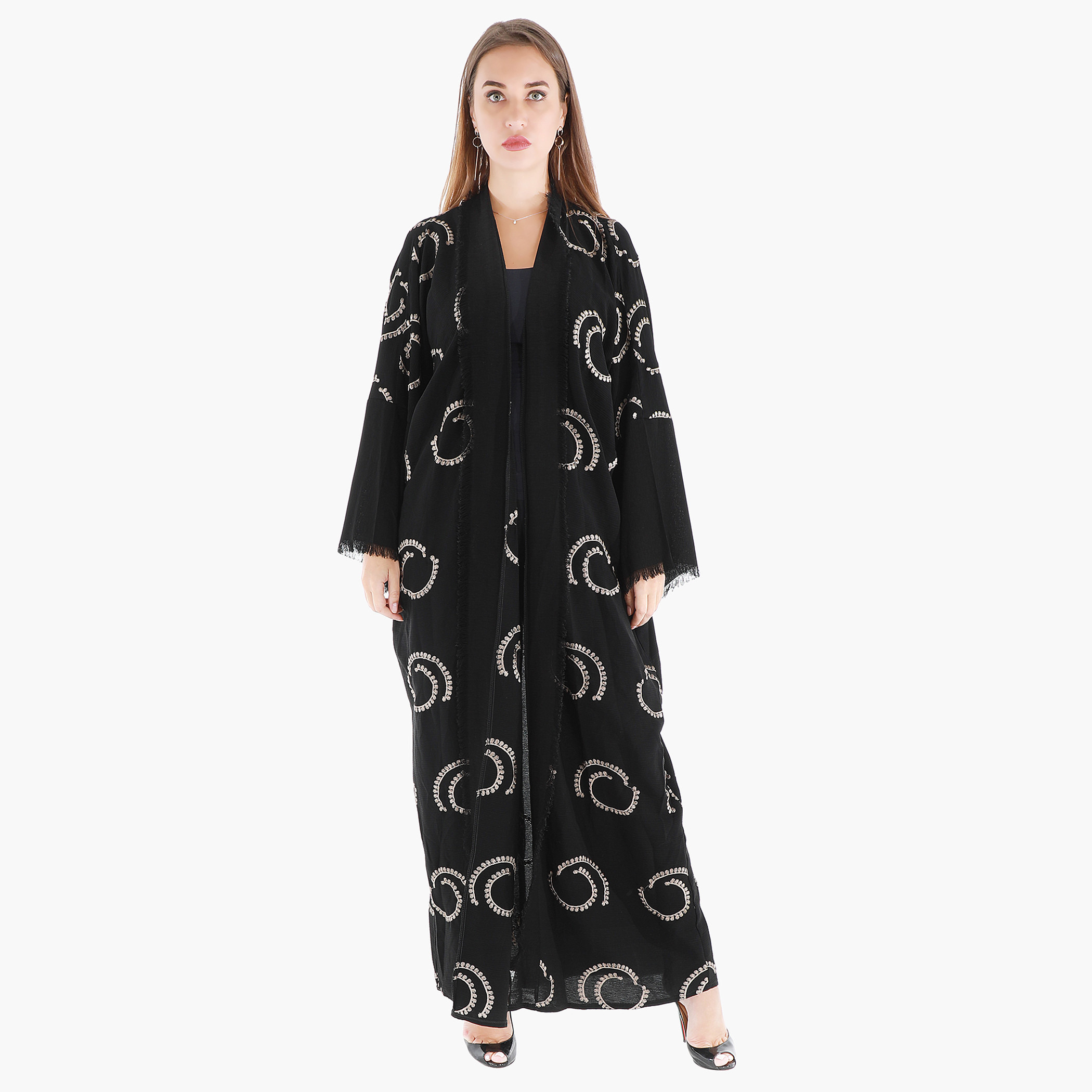 عباية مطرّزة ومفتوحة من الأمام من مليكة-women-arabicclothing-abayas-image-1