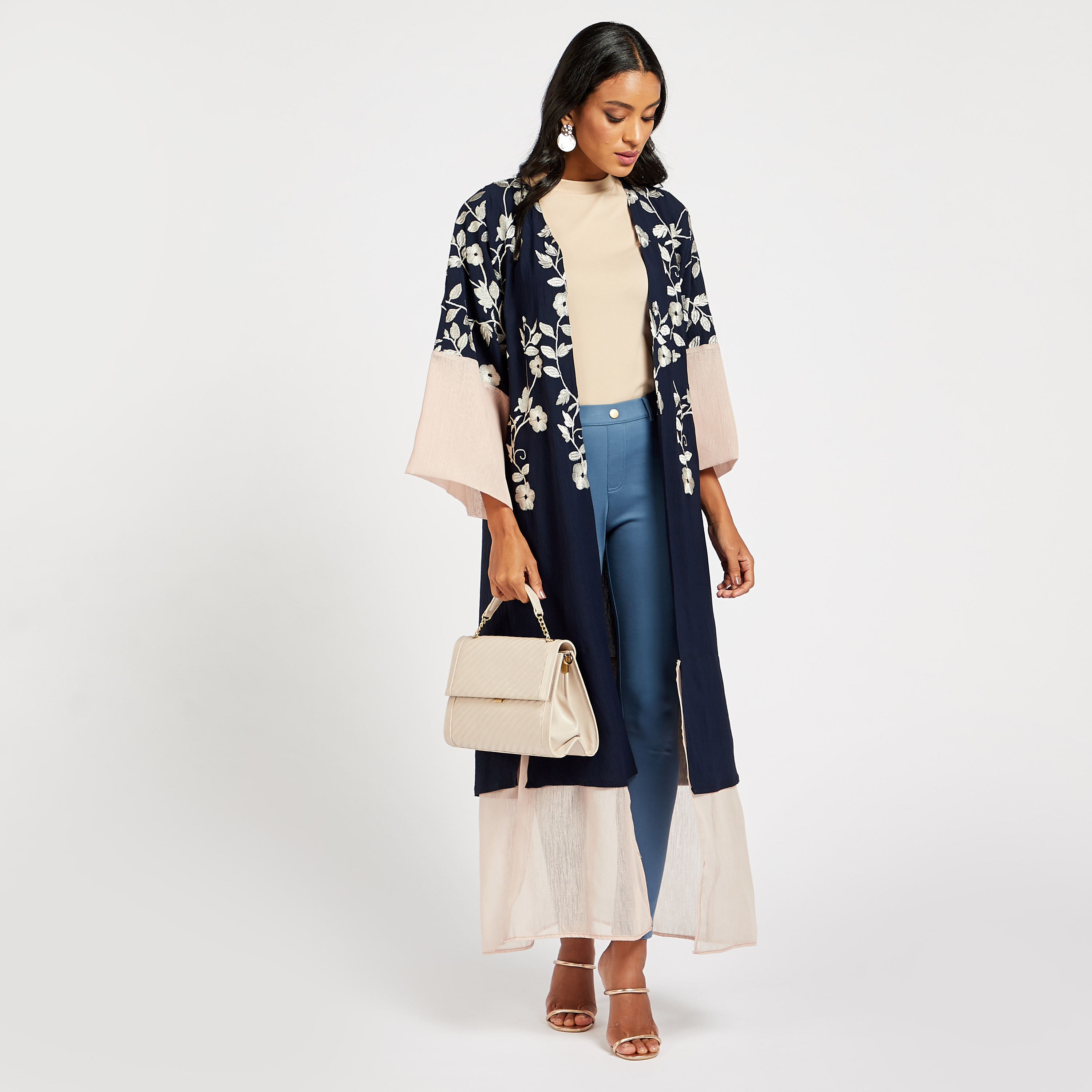Malikah Embroidered Open Front Abaya-women-arabicclothing-abayas-image-2
