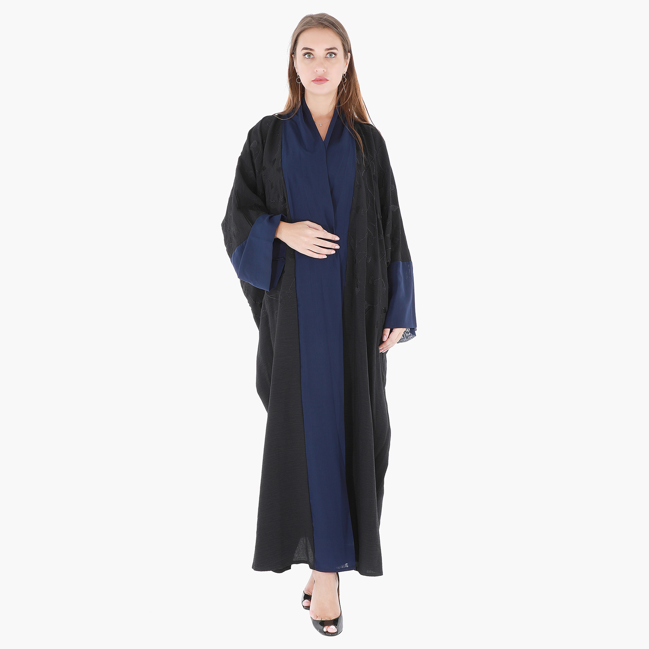 Malikah Embroidered V-neck Abaya-women-arabicclothing-abayas-image-1