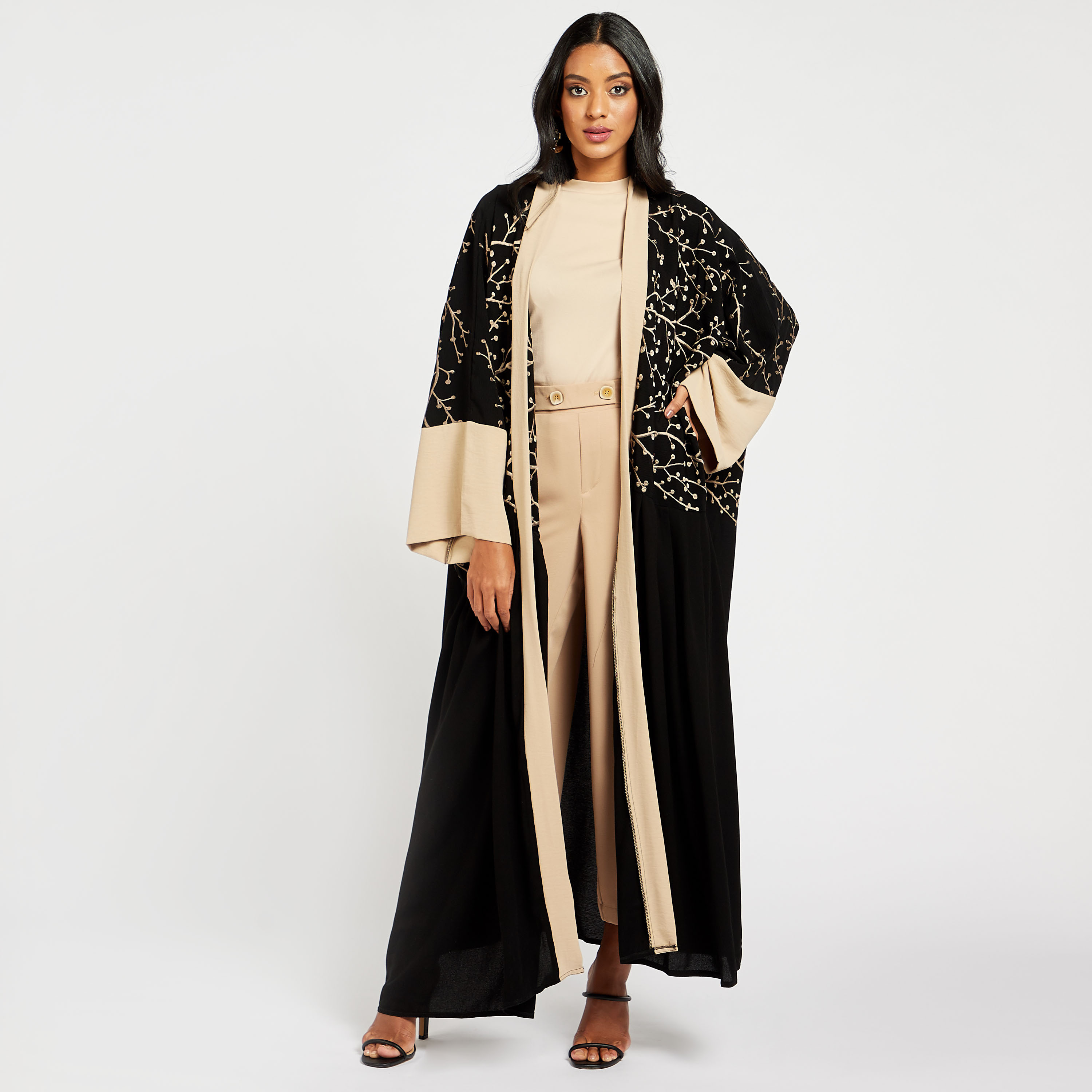 Malikah Embroidered Open Front Abaya-women-arabicclothing-abayas-image-1