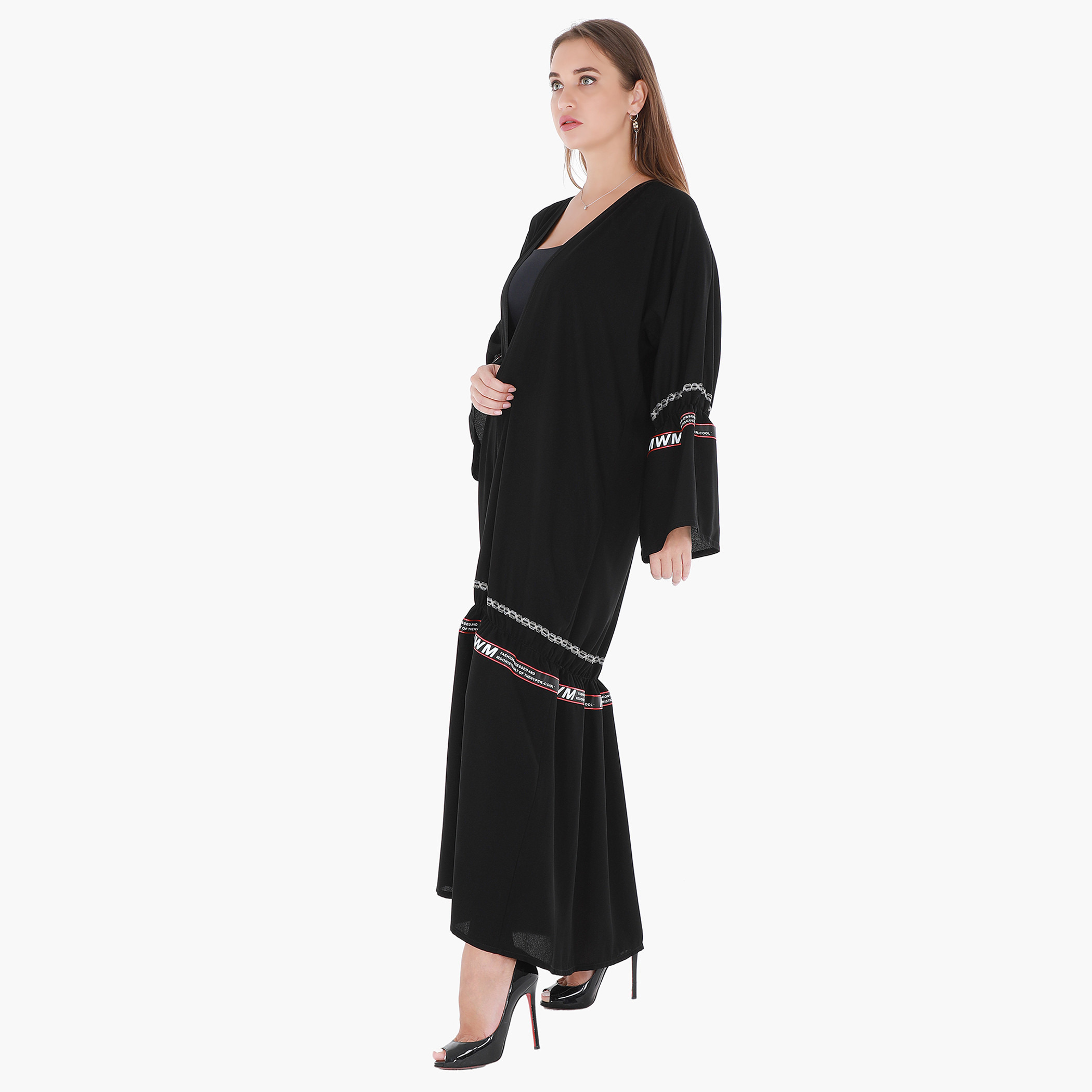 Malikah Solid Open Front Abaya with Tape Detail-women-arabicclothing-abayas-image-2