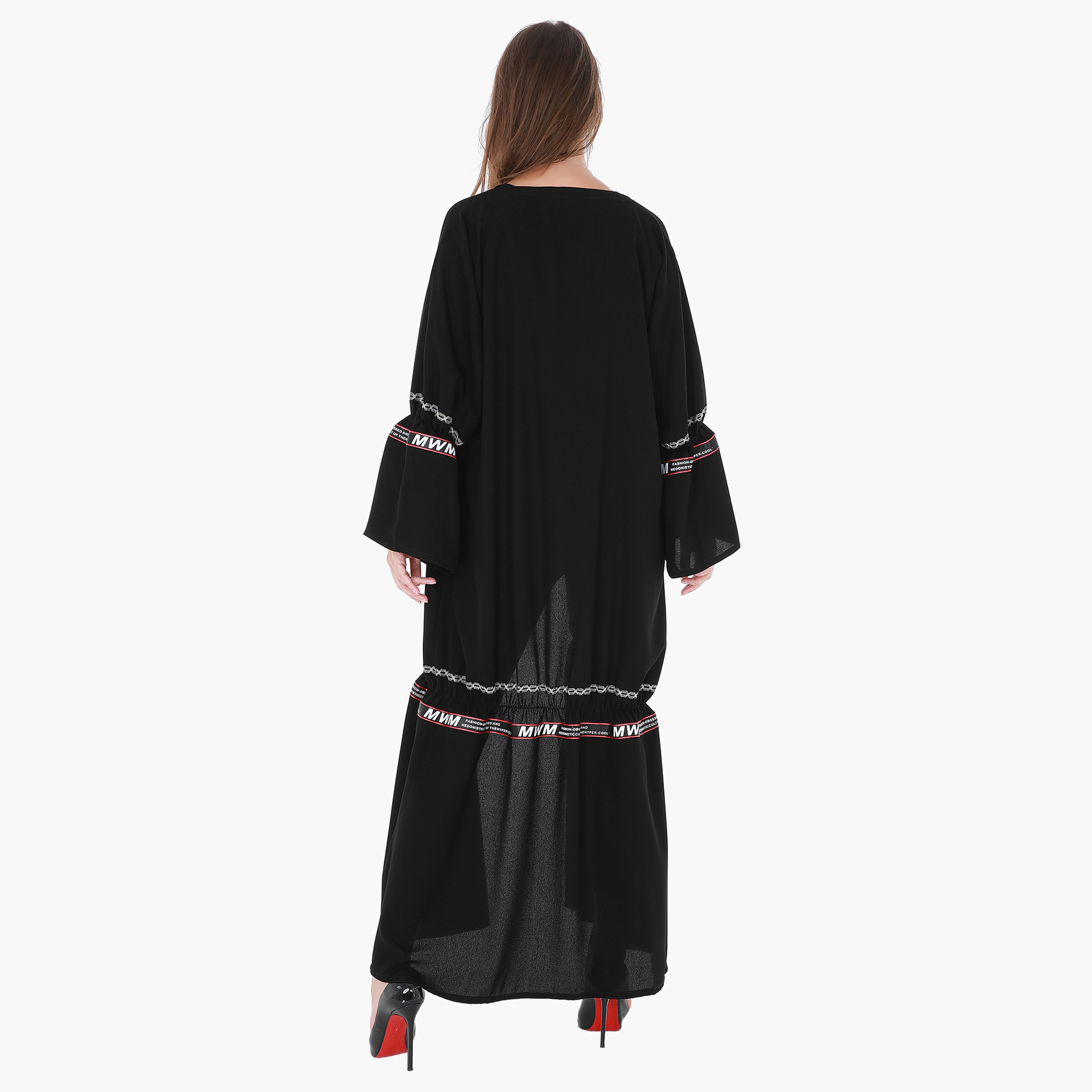 Malikah Solid Open Front Abaya with Tape Detail-women-arabicclothing-abayas-image-3
