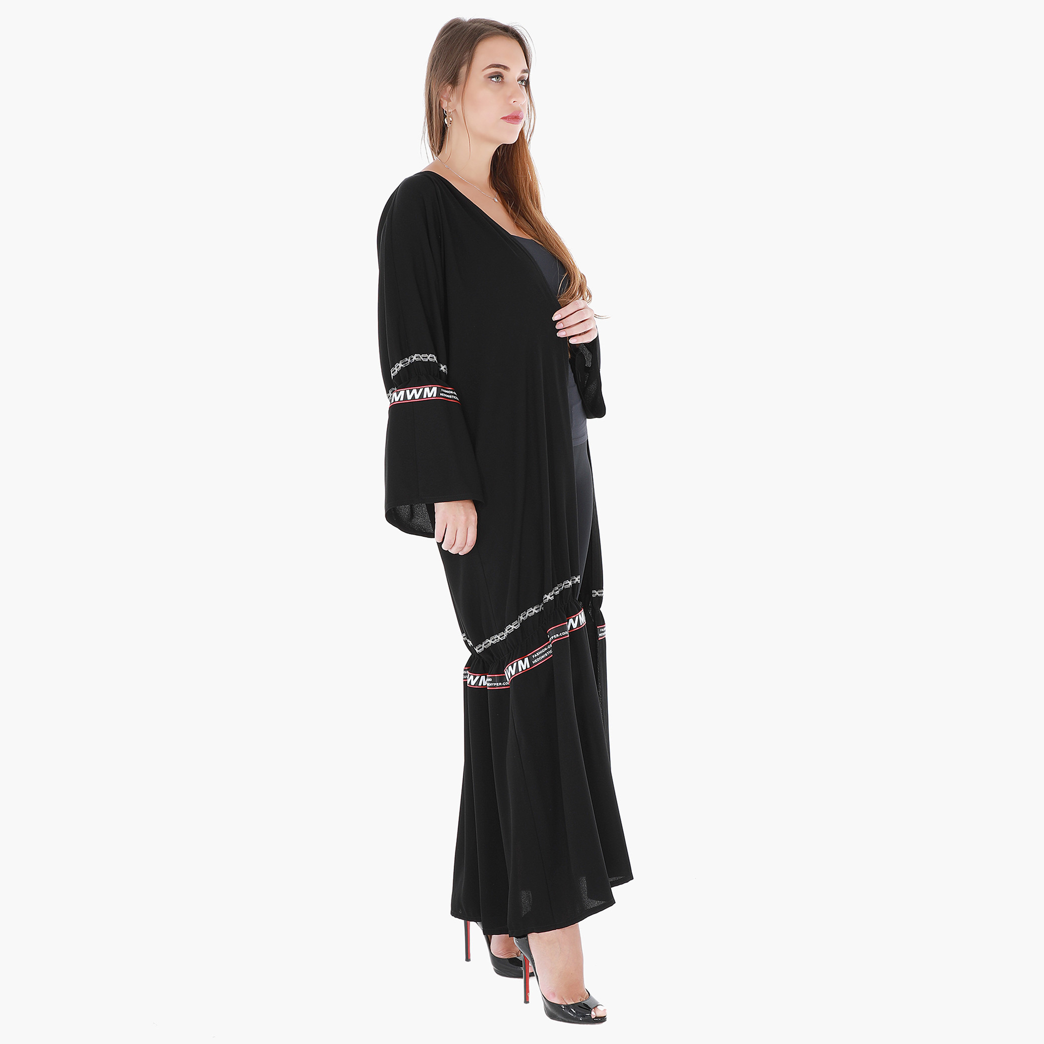 Malikah Solid Open Front Abaya with Tape Detail-women-arabicclothing-abayas-image-4