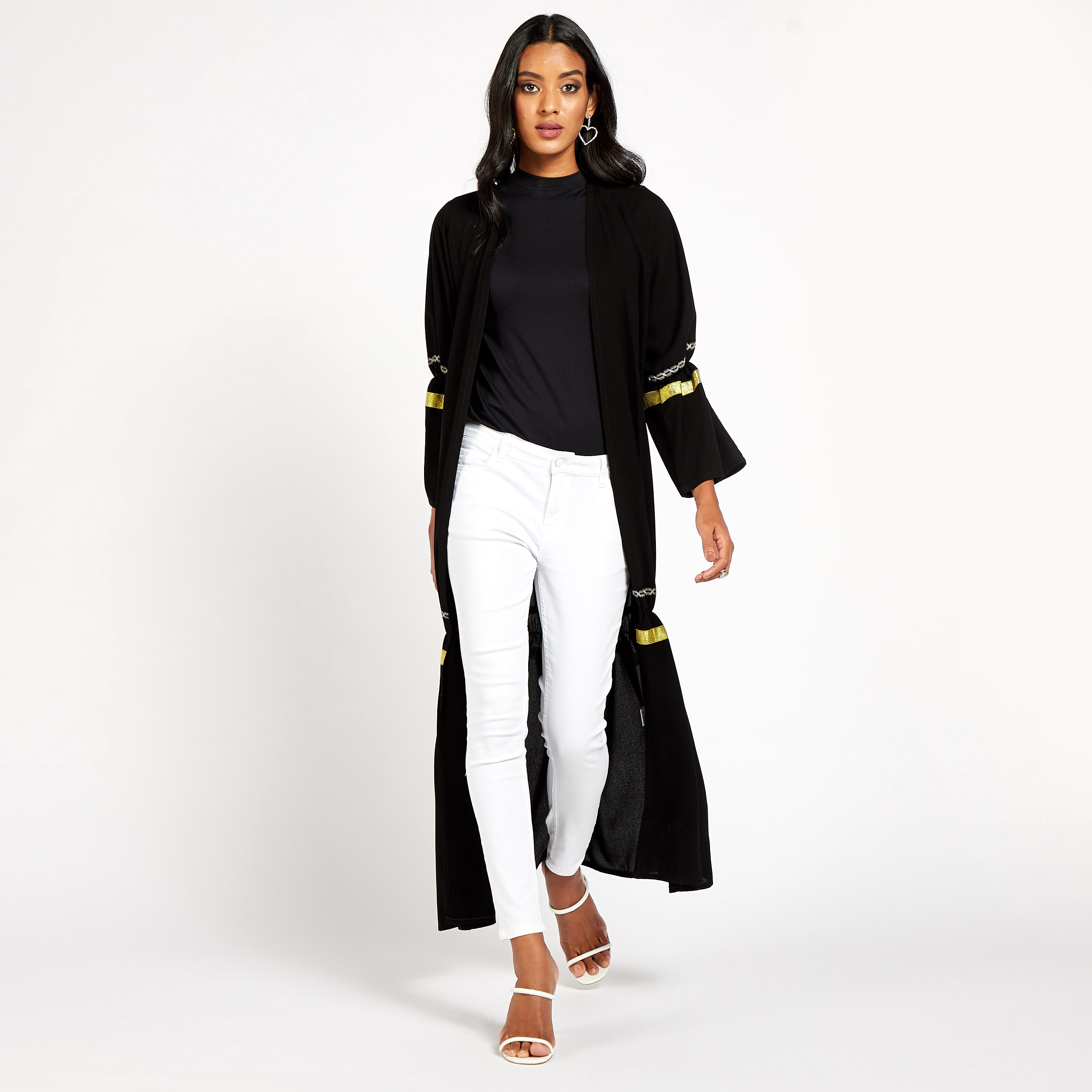 Malikah Solid Open Front Abaya with Tape Detail-women-arabicclothing-abayas-image-2