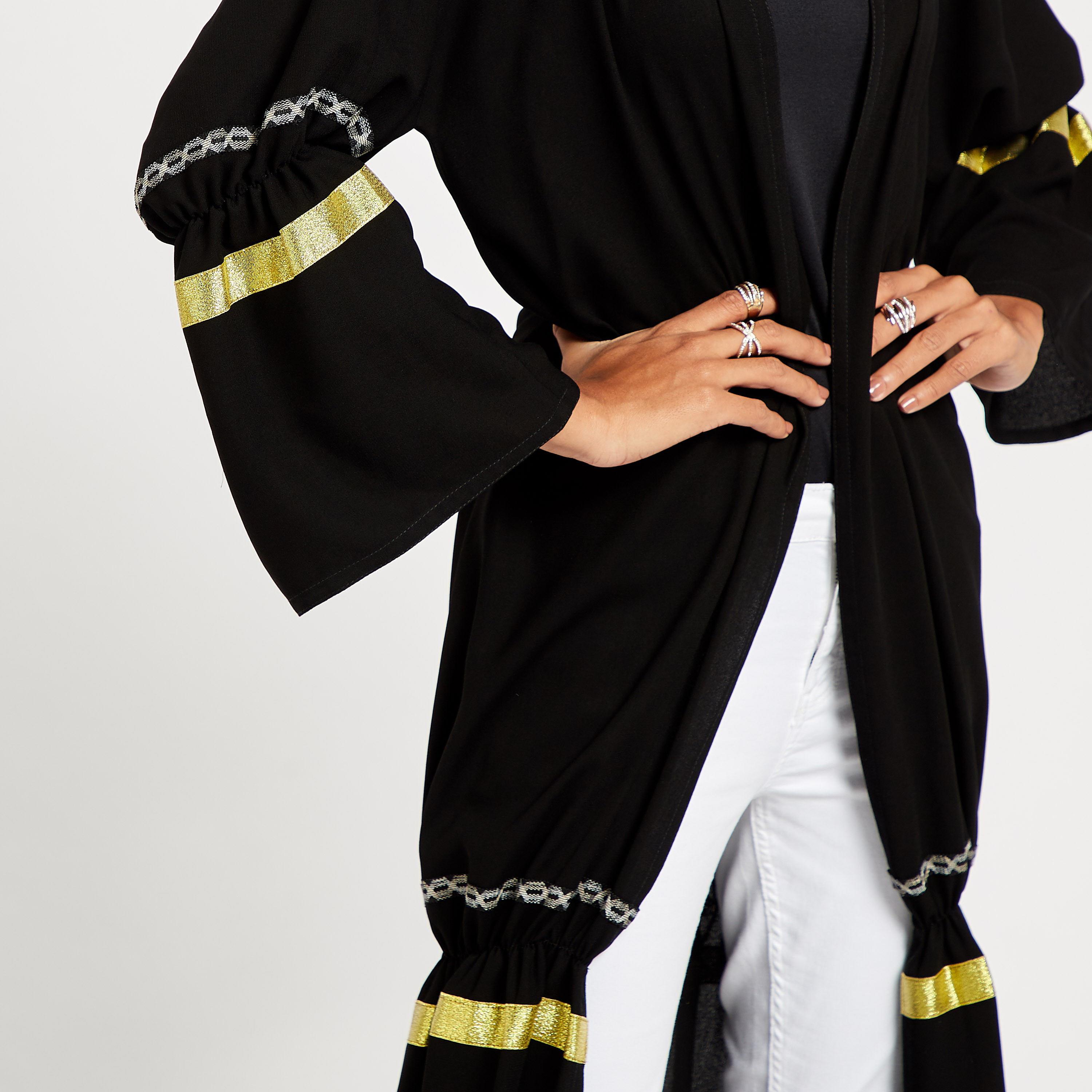 Malikah Solid Open Front Abaya with Tape Detail-women-arabicclothing-abayas-image-3