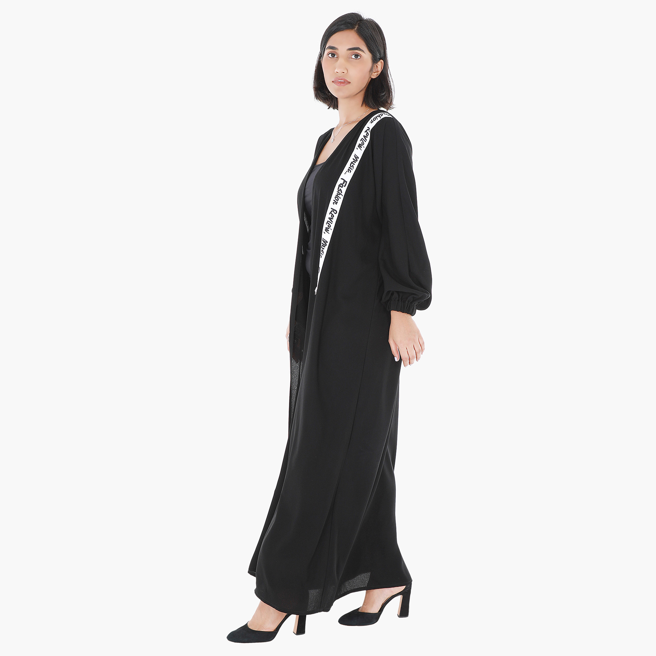 Malikah Solid Open Front Abaya with Pocket and Tape Detail-women-arabicclothing-abayas-image-3