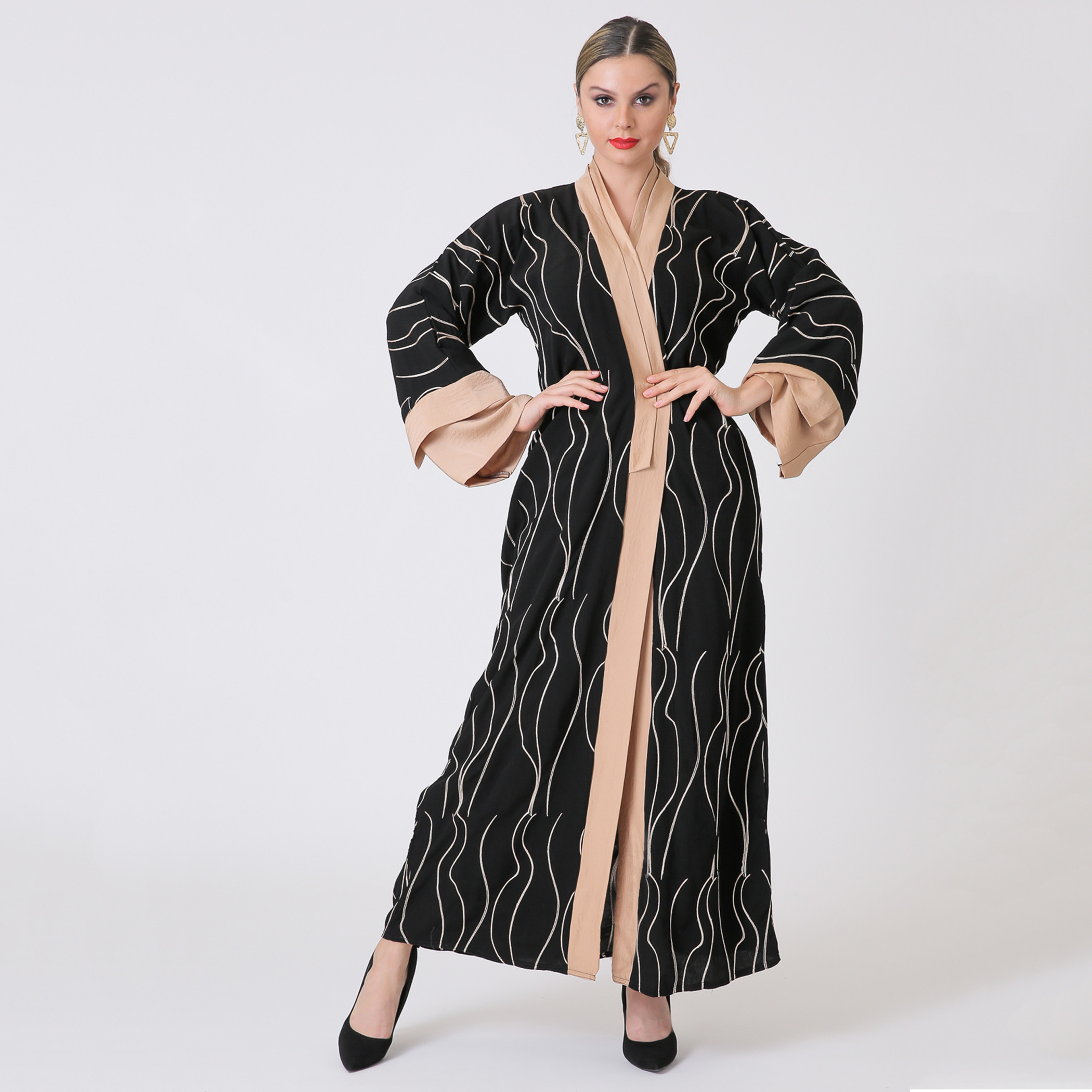 Malikah Polyester Graphic Women Black Abaya-women-arabicclothing-abayas-image-1