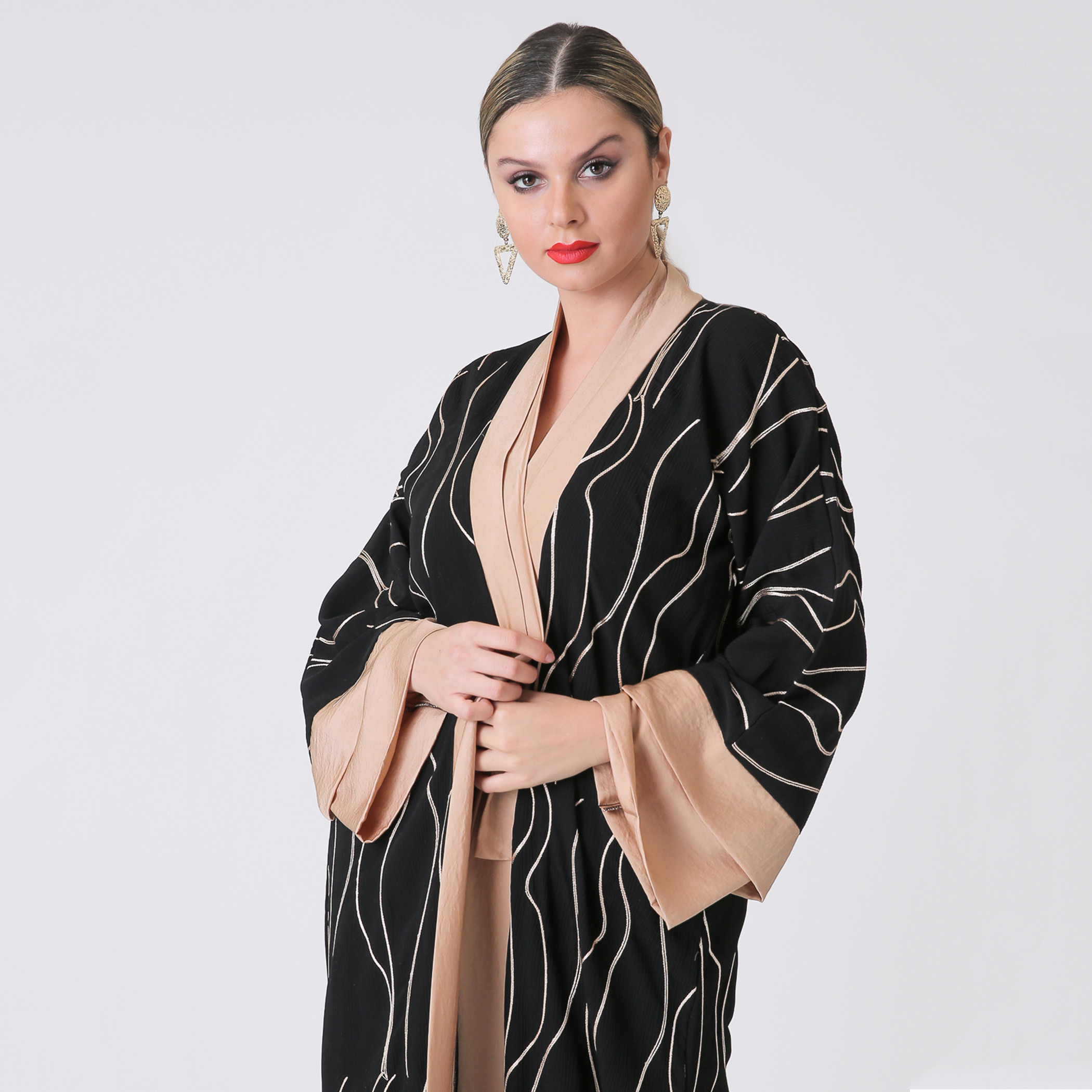 Malikah Polyester Graphic Women Black Abaya-women-arabicclothing-abayas-image-4