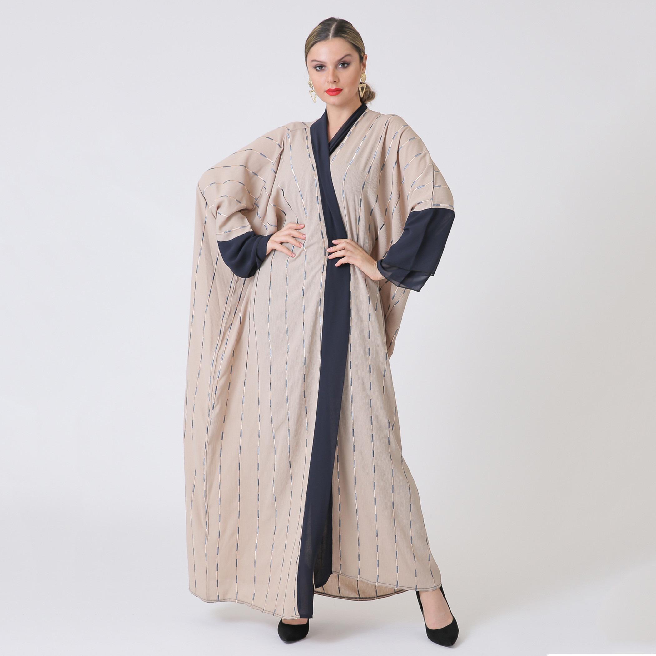 مليكة  اللون البيج طويل عباية-women-arabicclothing-abayas-image-1
