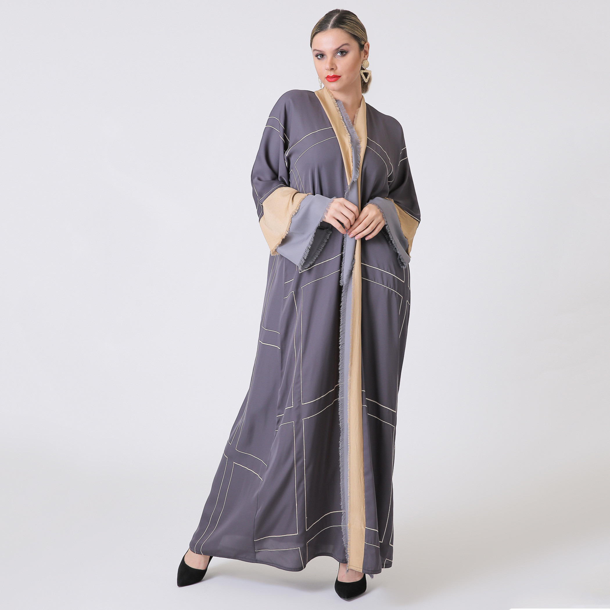 مليكة  رمادي طويل عباية-women-arabicclothing-abayas-image-4