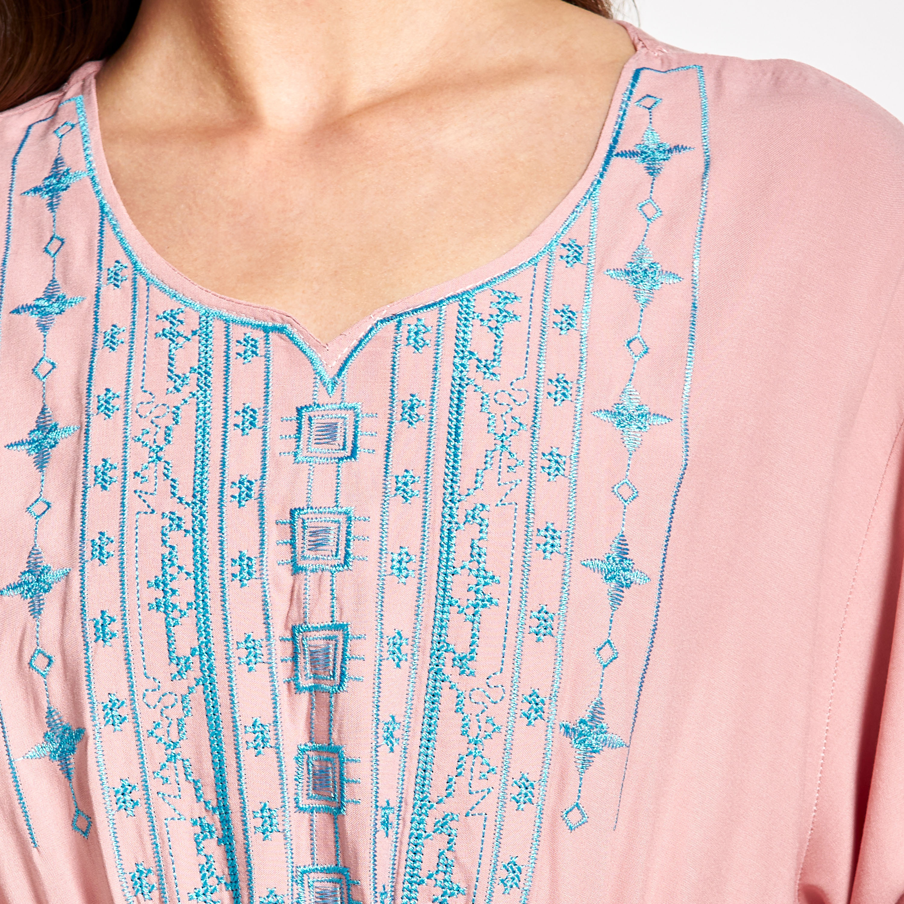 Malikah Embroidered Jalabiya with Drawstring Waist and Front Pockets-women-arabicclothing-jalabiyas-image-5