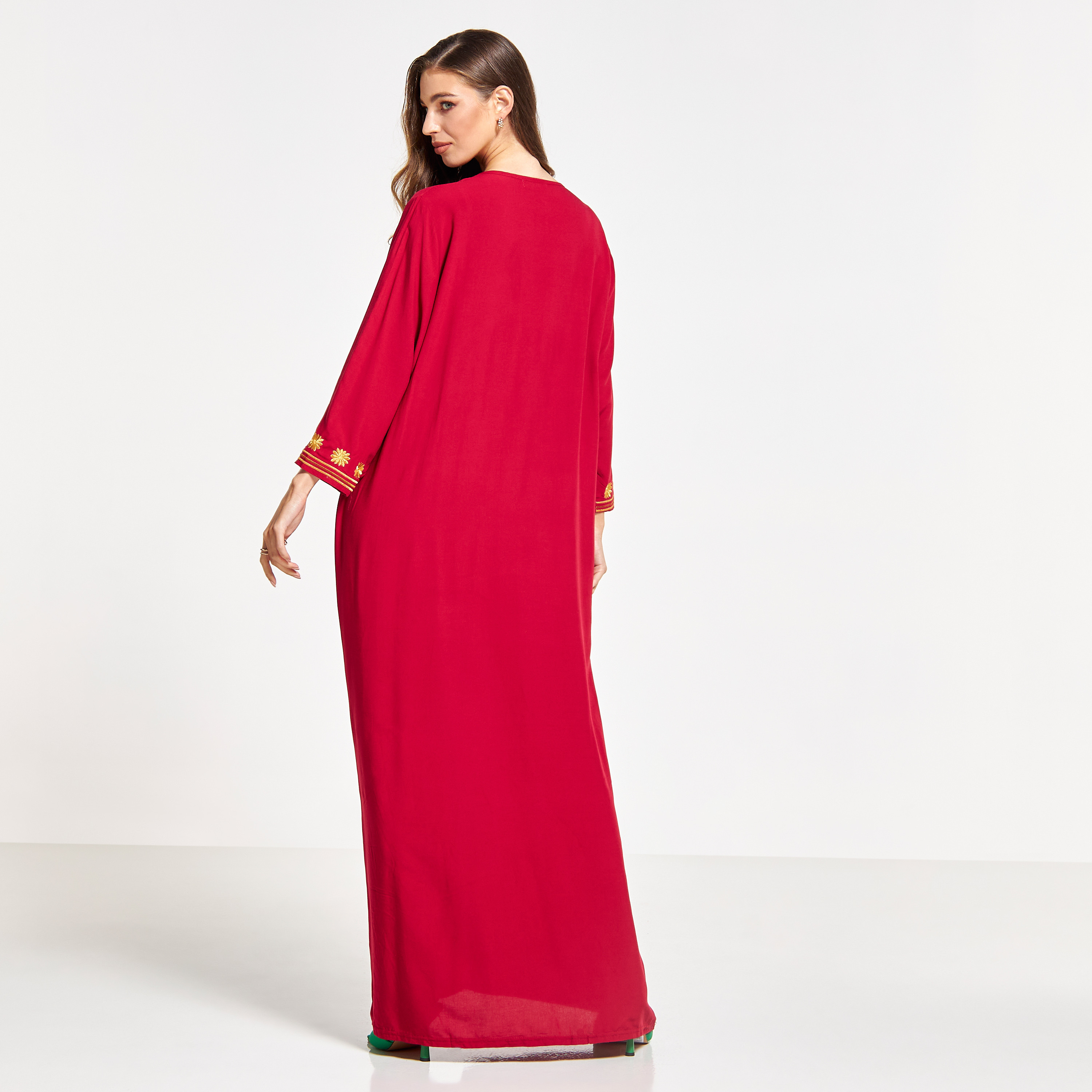 Malikah Embroidered Jalabiya with Tie-Up Detail-women-arabicclothing-jalabiyas-image-2