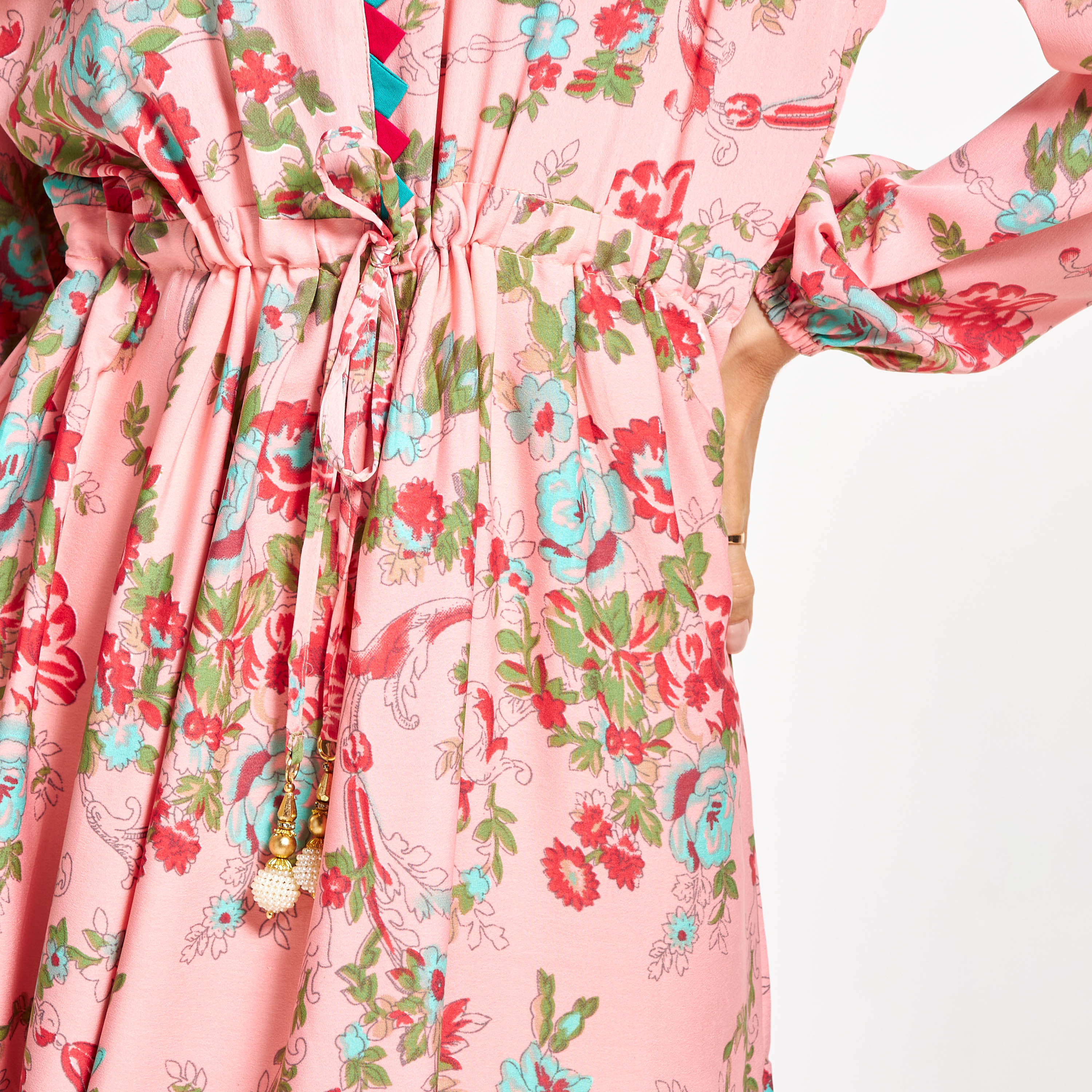 جلابية بخصر رباط وطبعات زهرية من مليكة-women-arabicclothing-jalabiyas-image-5