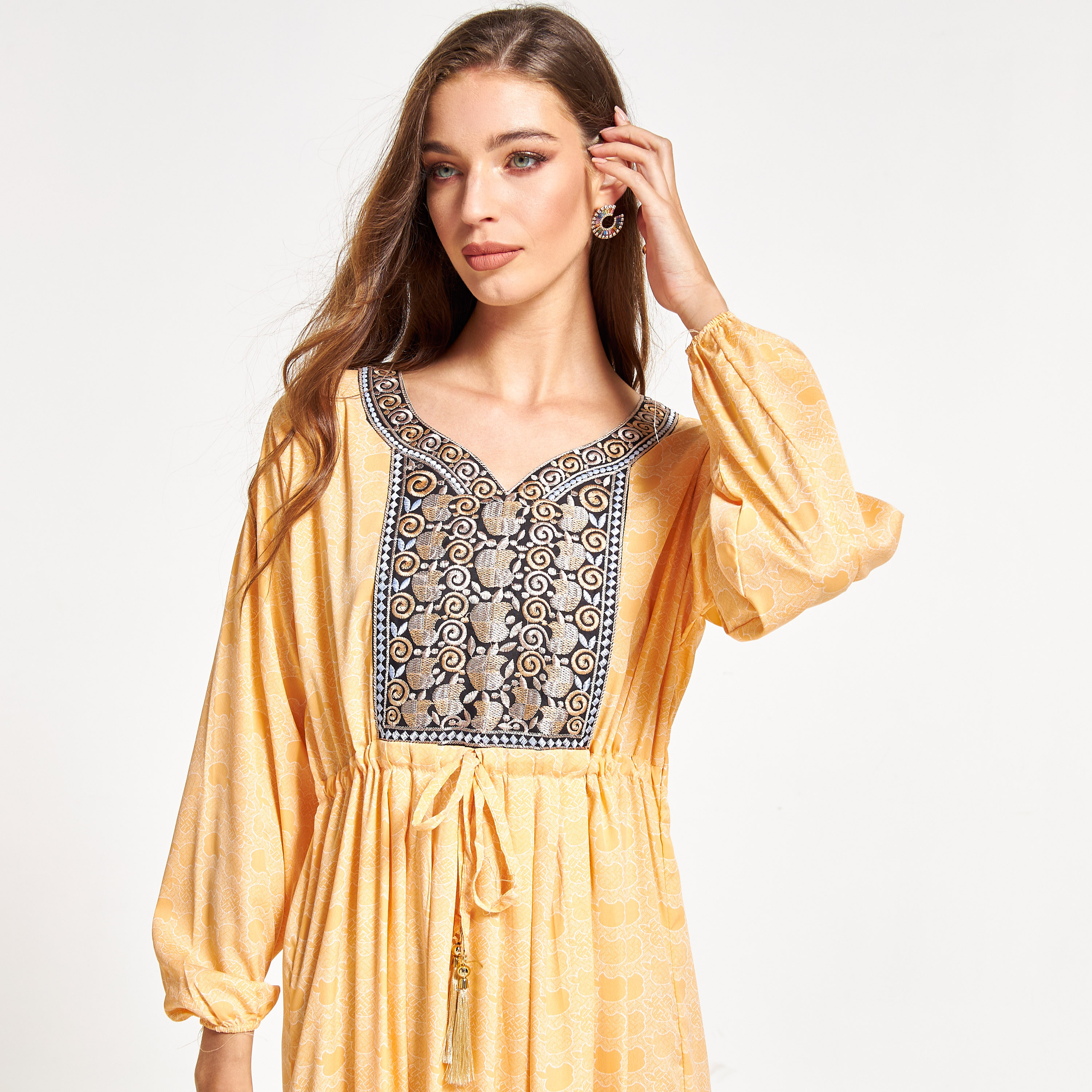 جلابية مطرّزة برباط من مليكة-women-arabicclothing-jalabiyas-image-3