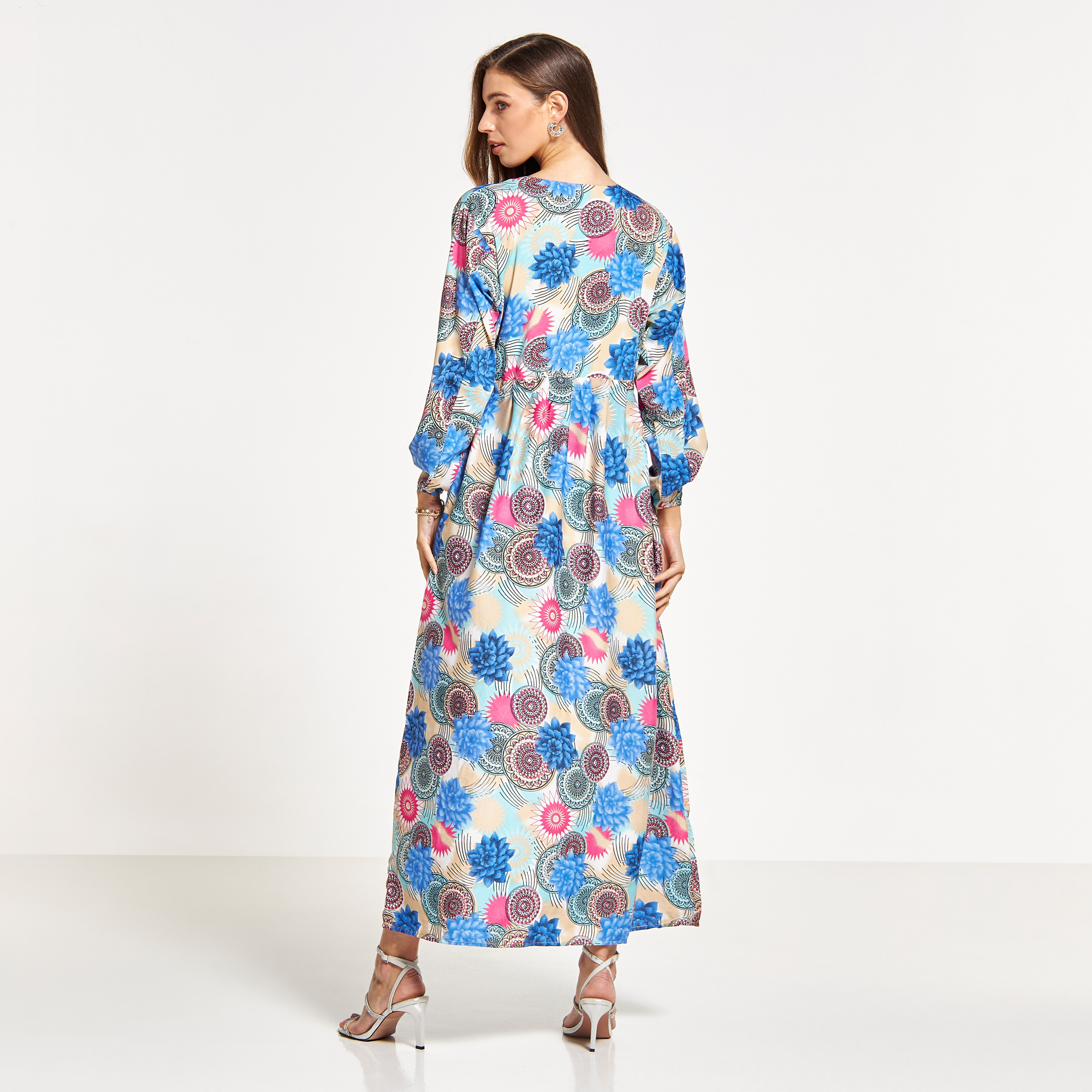 جلابية برباط وأزرار وطبعات من مليكة-women-arabicclothing-jalabiyas-image-2