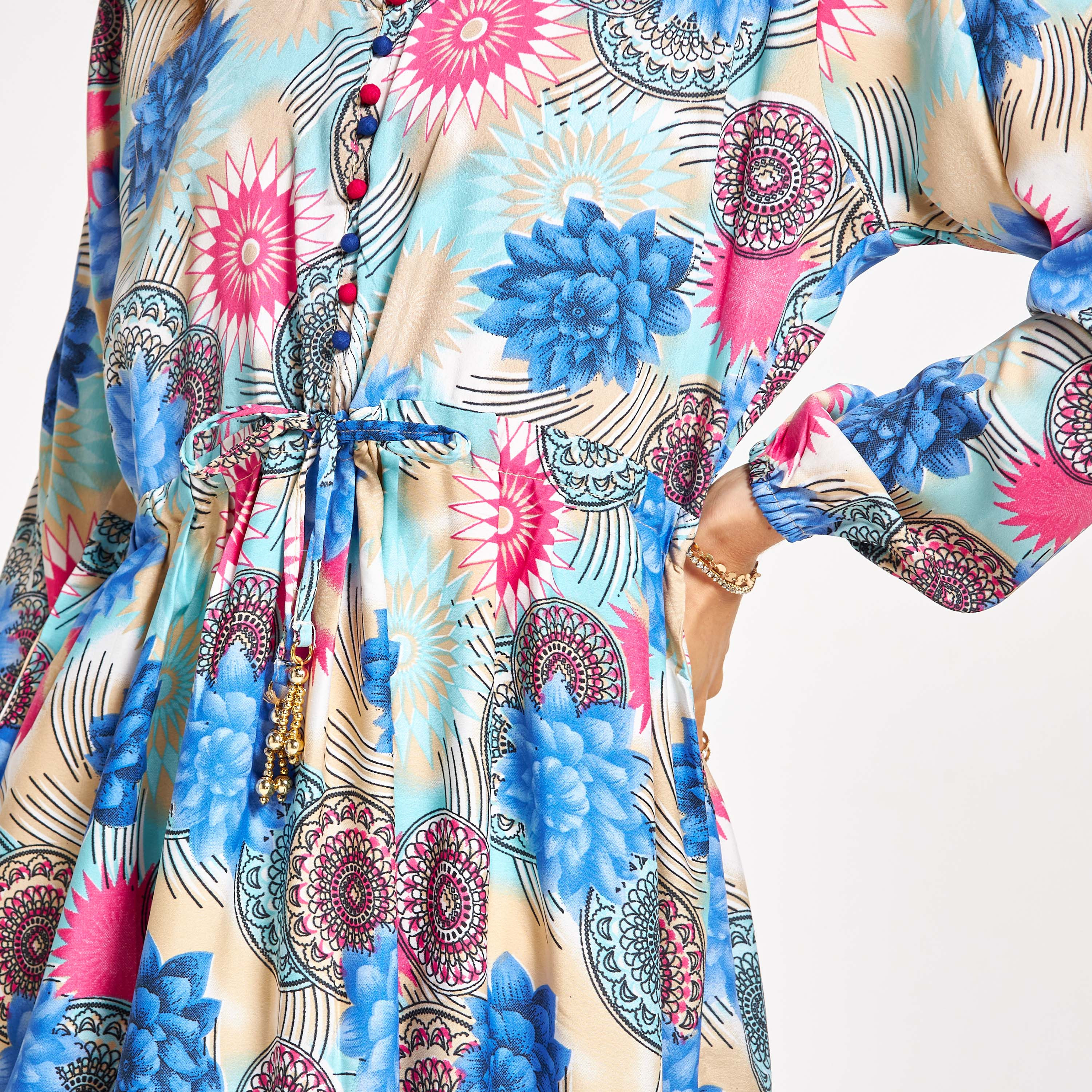 جلابية برباط وأزرار وطبعات من مليكة-women-arabicclothing-jalabiyas-image-5