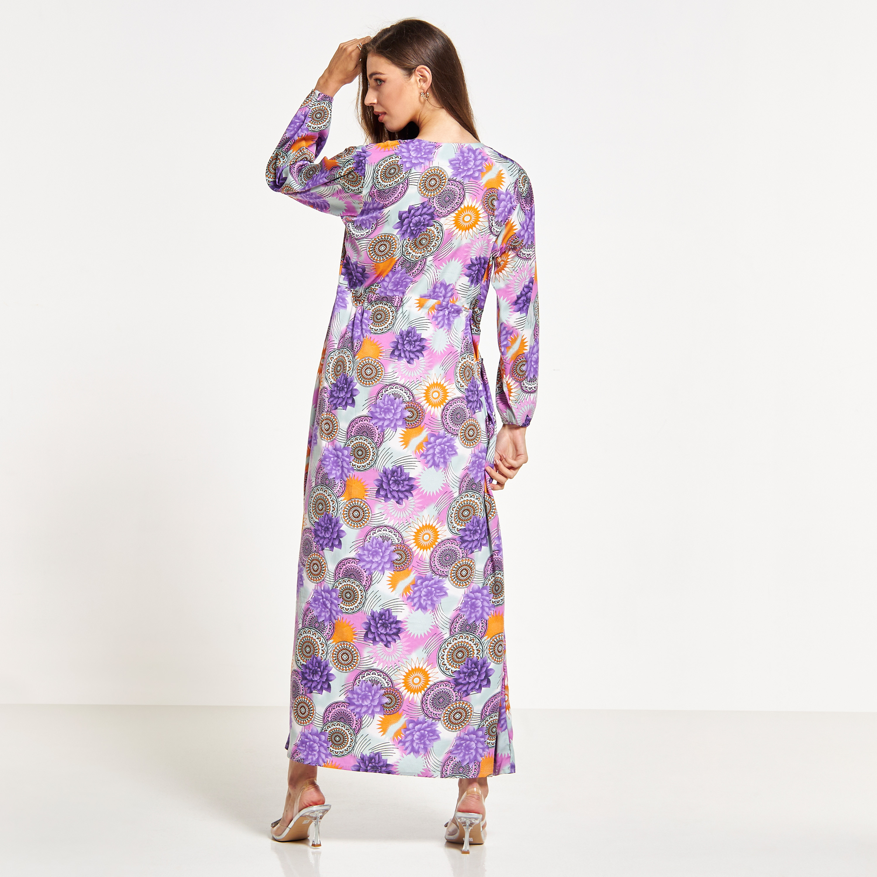 Malikah All Over Print Jalabiya with Embroidered Detail and Pockets-women-arabicclothing-jalabiyas-image-2