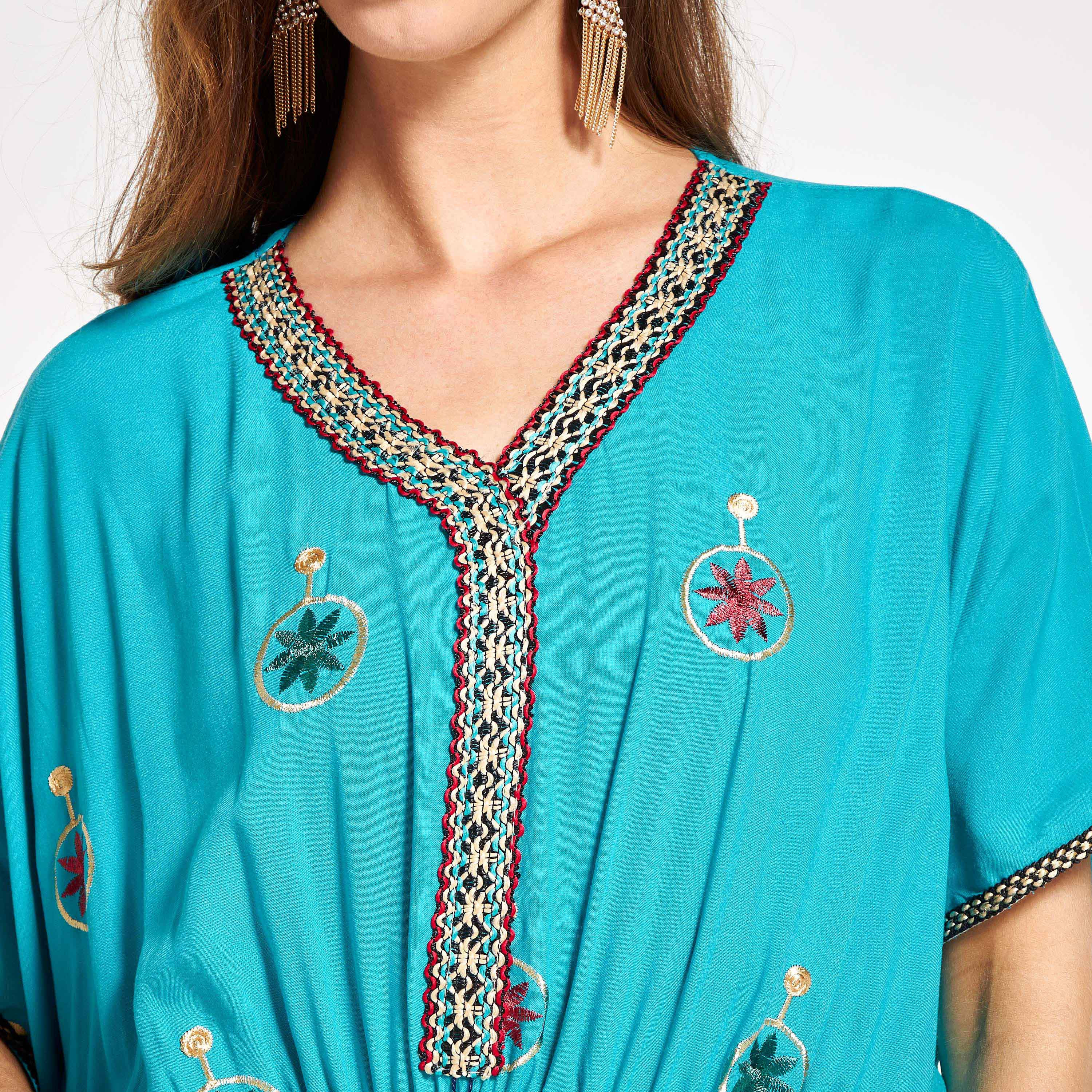 Malikah Embroidered Jalabiya with Drawstring Waist and Front Pocket-women-arabicclothing-jalabiyas-image-5
