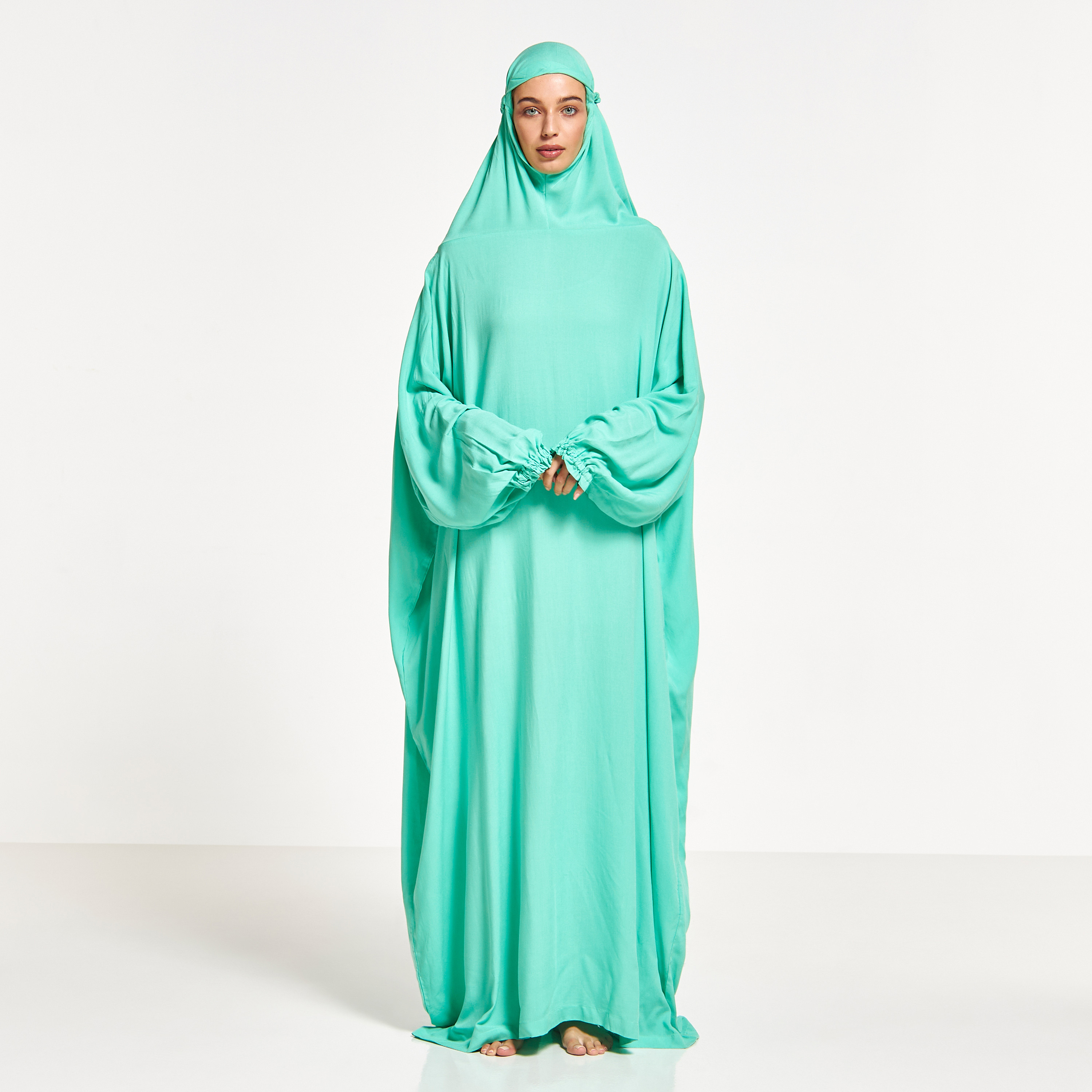 ثوب صلاة سادة مع وشاح رأس من مليكة-women-arabicclothing-abayas-image-1