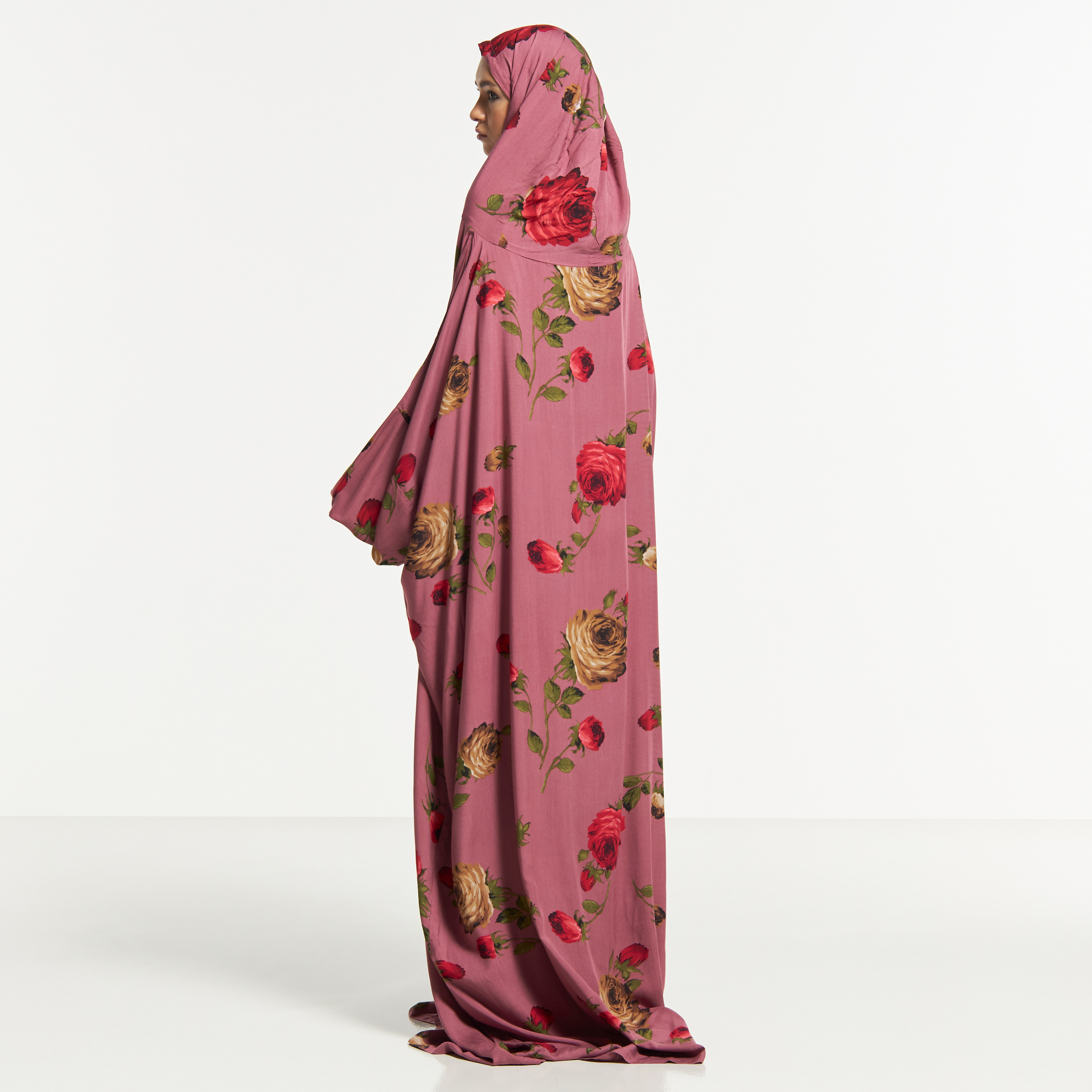 Malikah All-Over Floral Print Prayer Dress with Attached Head Scarf-women-arabicclothing-abayas-image-3