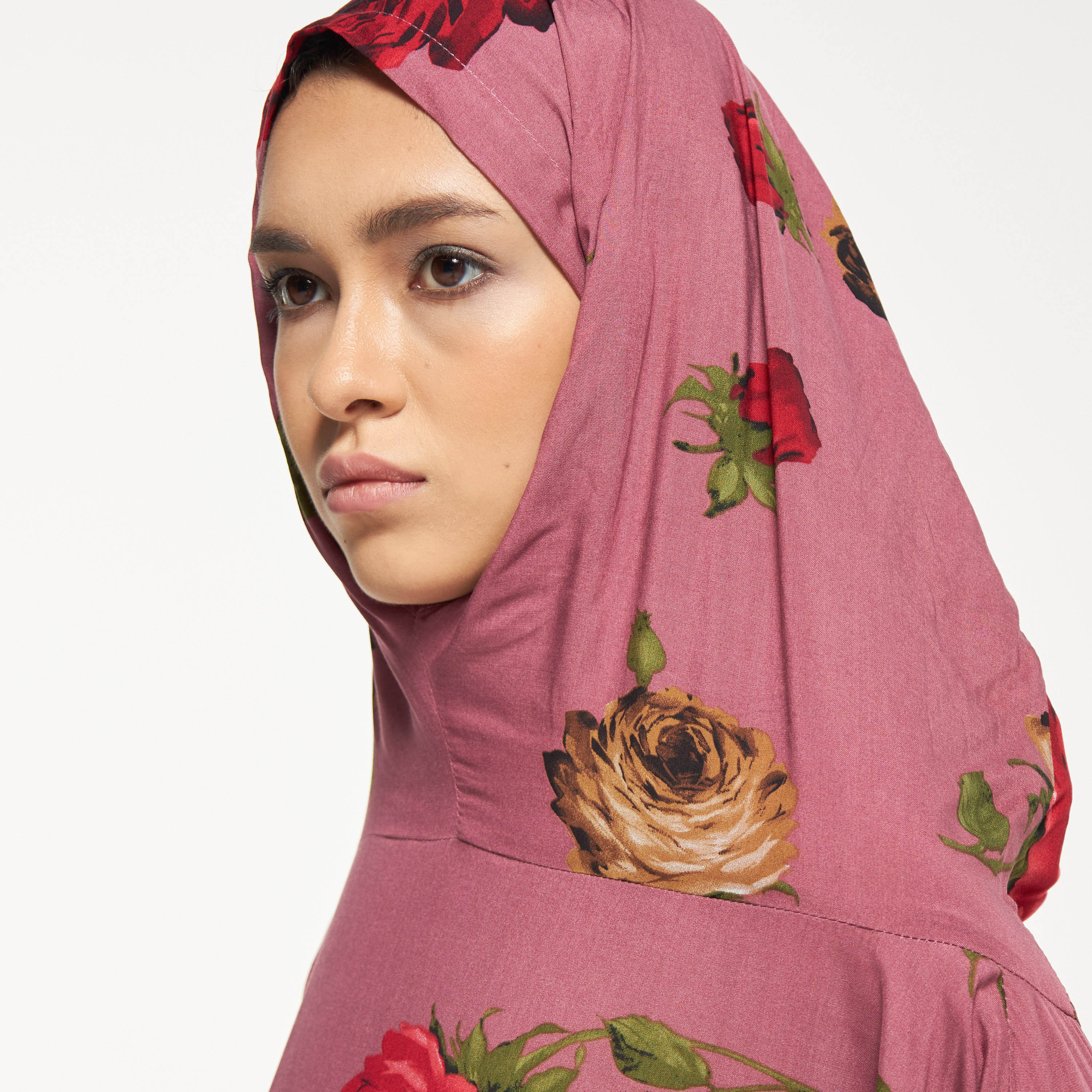 Malikah All-Over Floral Print Prayer Dress with Attached Head Scarf-women-arabicclothing-abayas-image-4