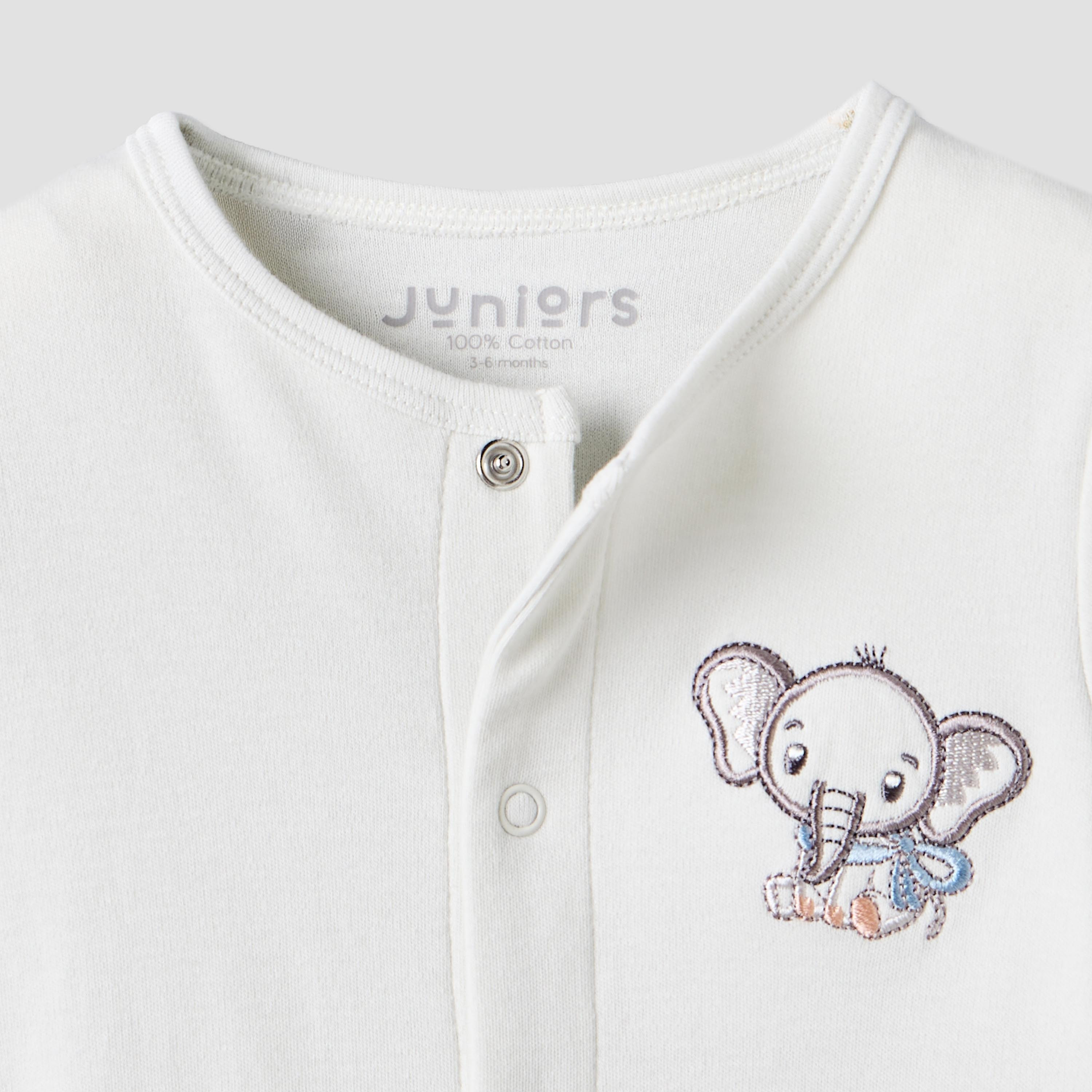 بدلة نوم قطن بياقة ضيقة وأكمام طويلة وزخارف فيل من جونيورز-baby-boys-clothing-nightwear-sleepsuits-image-3