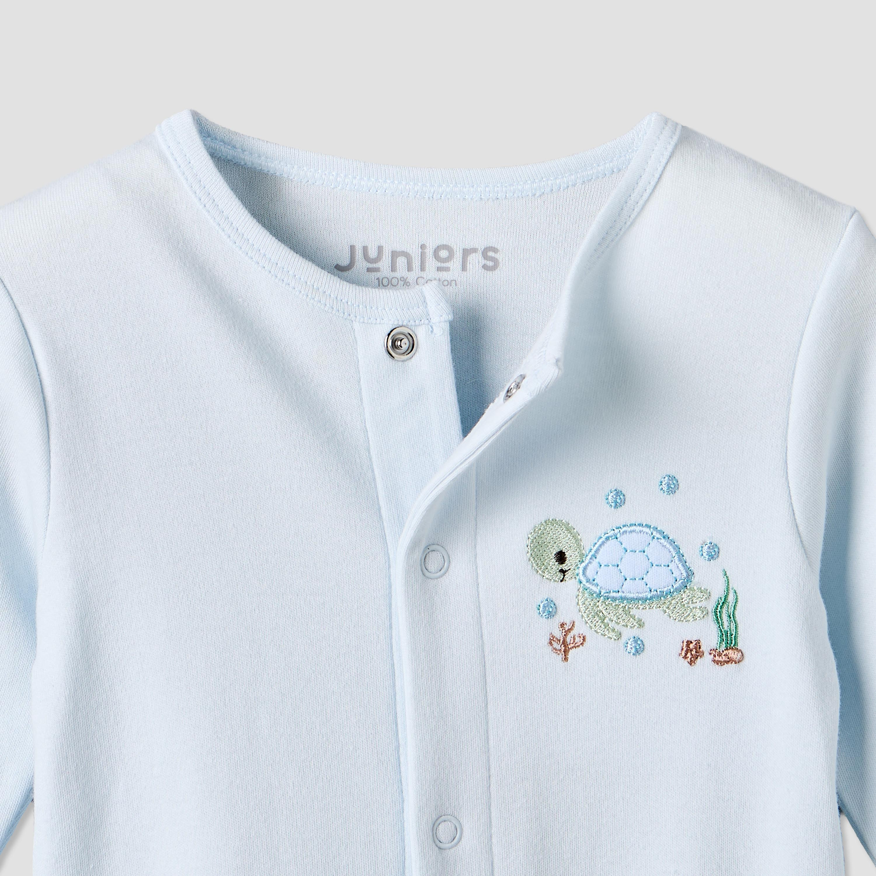 بدلة نوم قطن بياقة ضيقة وأكمام طويلة وزخارف سلحفاة من جونيورز-baby-boys-clothing-nightwear-sleepsuits-image-3