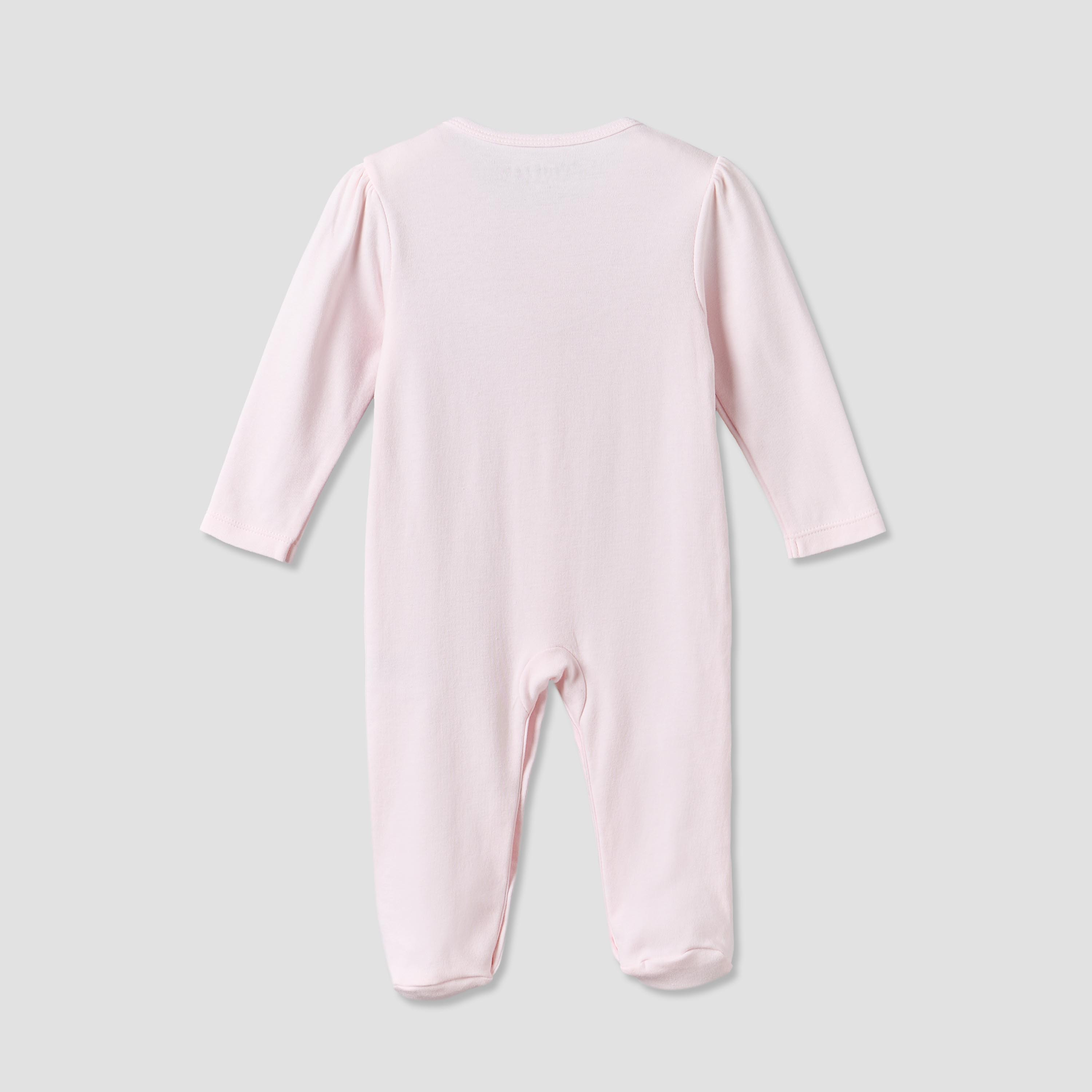 Juniors Cotton Crew Neck Long Sleeves Sleepsuit with Bear Applique-baby-girls-clothing-nightwear-sleepsuits-image-2