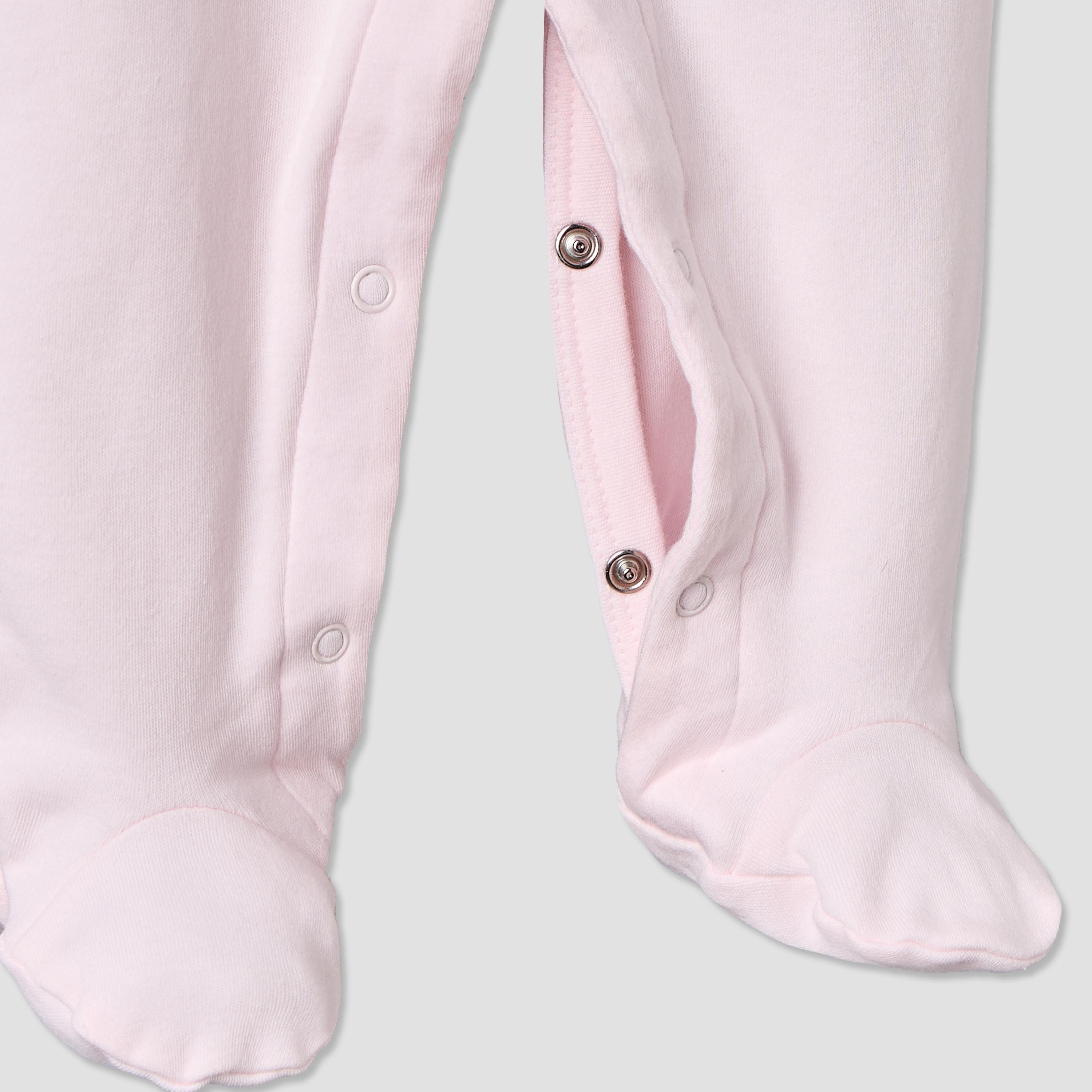 Juniors Cotton Crew Neck Long Sleeves Sleepsuit with Bear Applique-baby-girls-clothing-nightwear-sleepsuits-image-4
