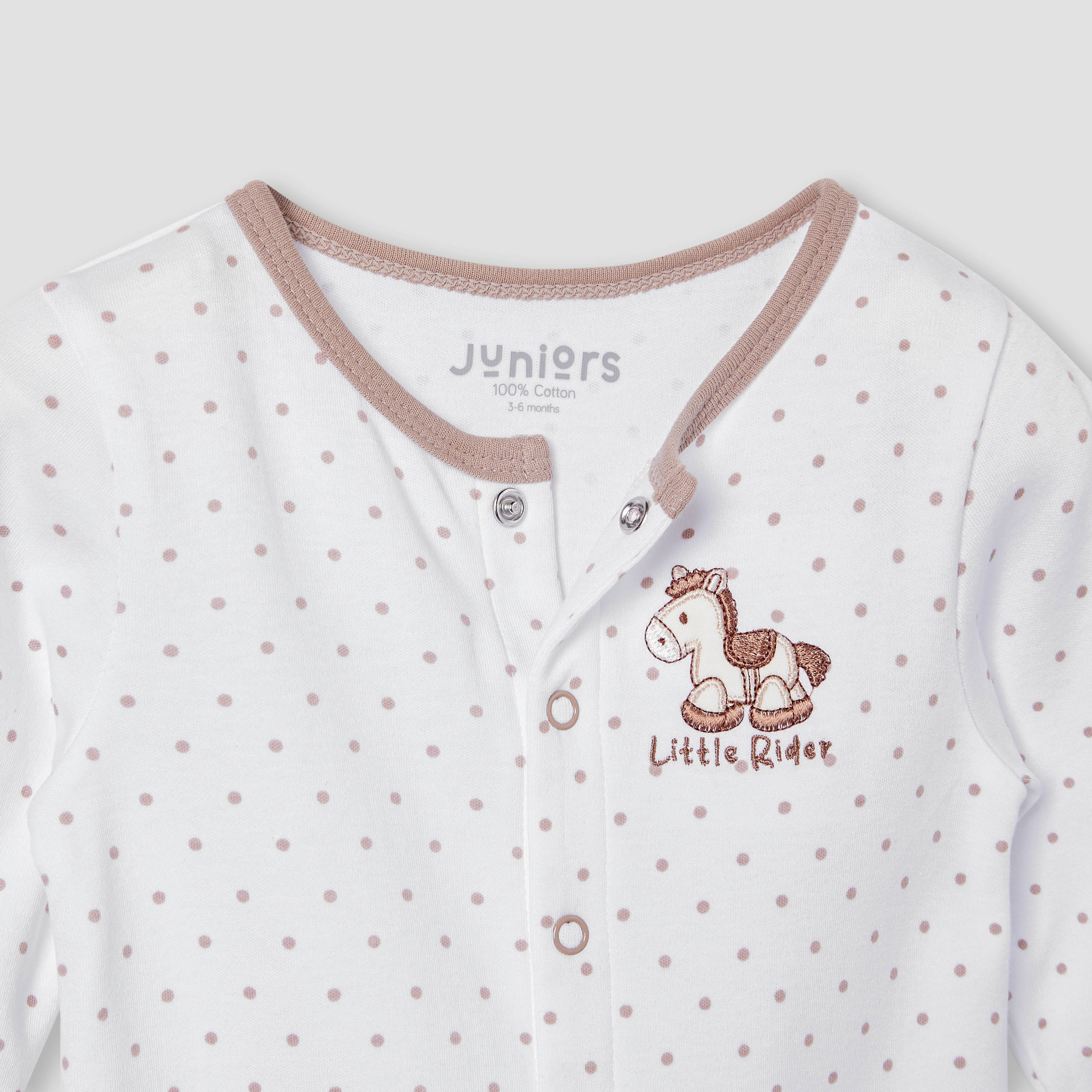 Juniors Horse Applique Sleepsuit with Long Sleeves and Button Closure-baby-boys-clothing-nightwear-sleepsuits-image-3