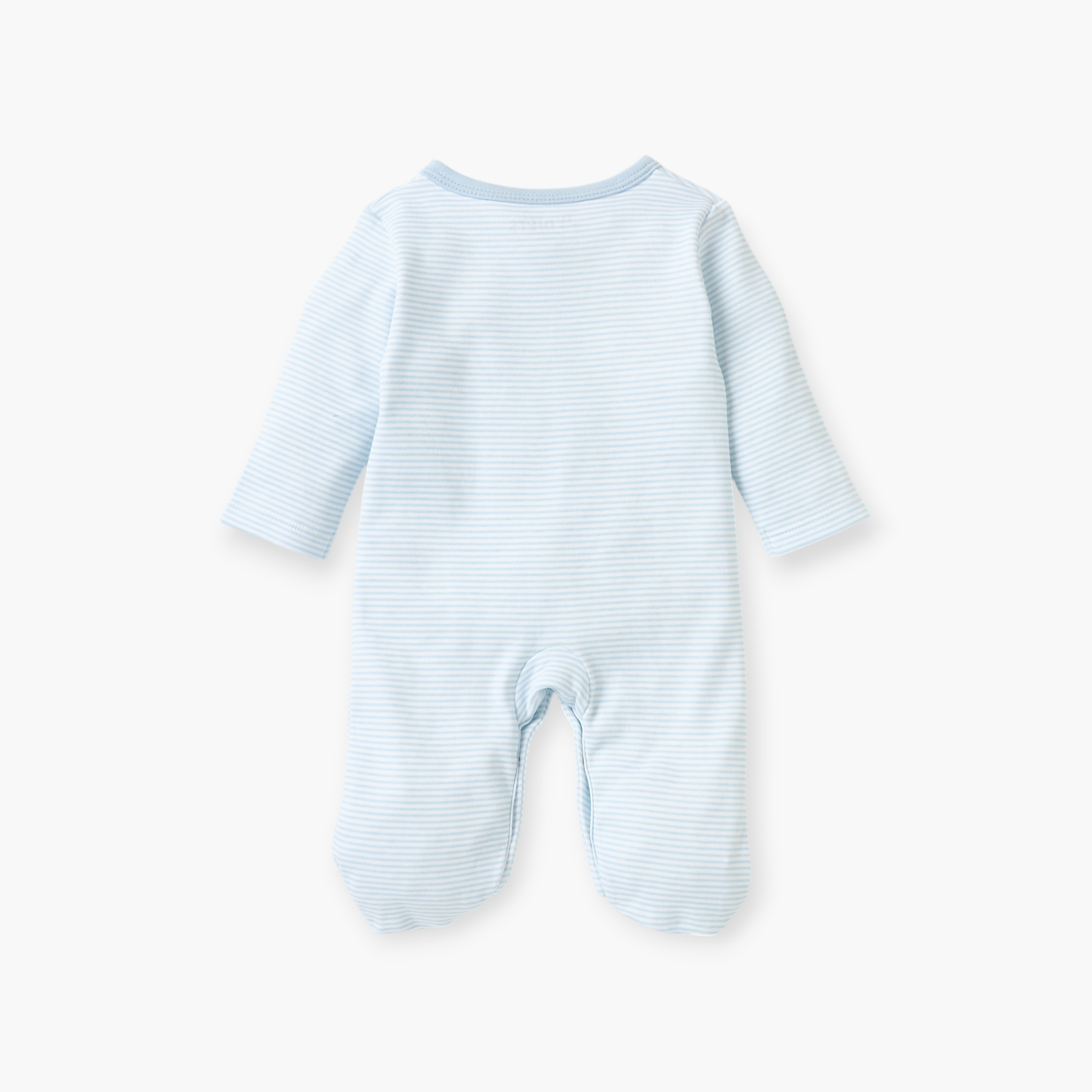Juniors Striped Closed Foot Sleepsuit with Long Sleeves and Snap Button Closure-baby-boys-clothing-nightwear-sleepsuits-image-2