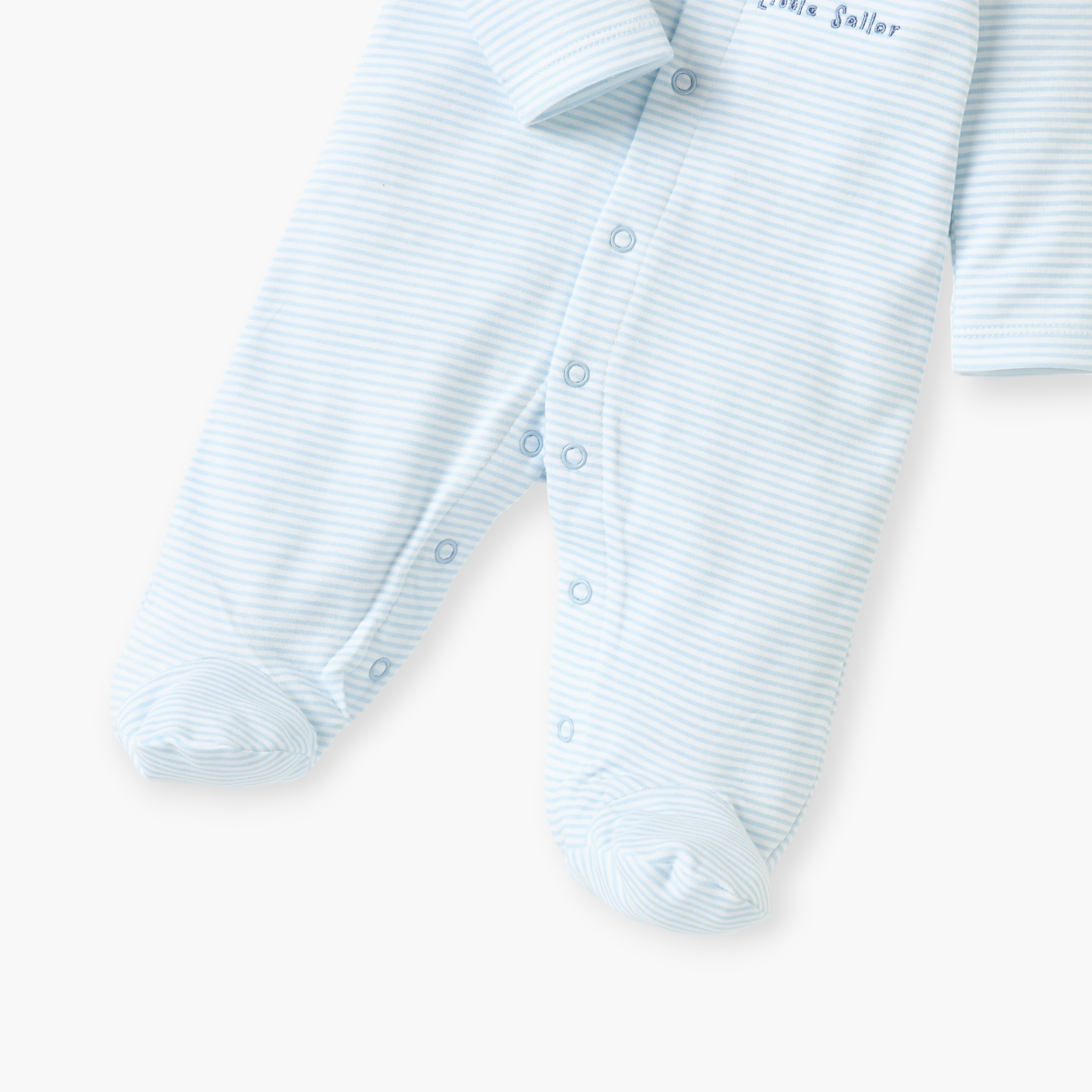 Juniors Striped Closed Foot Sleepsuit with Long Sleeves and Snap Button Closure-baby-boys-clothing-nightwear-sleepsuits-image-4
