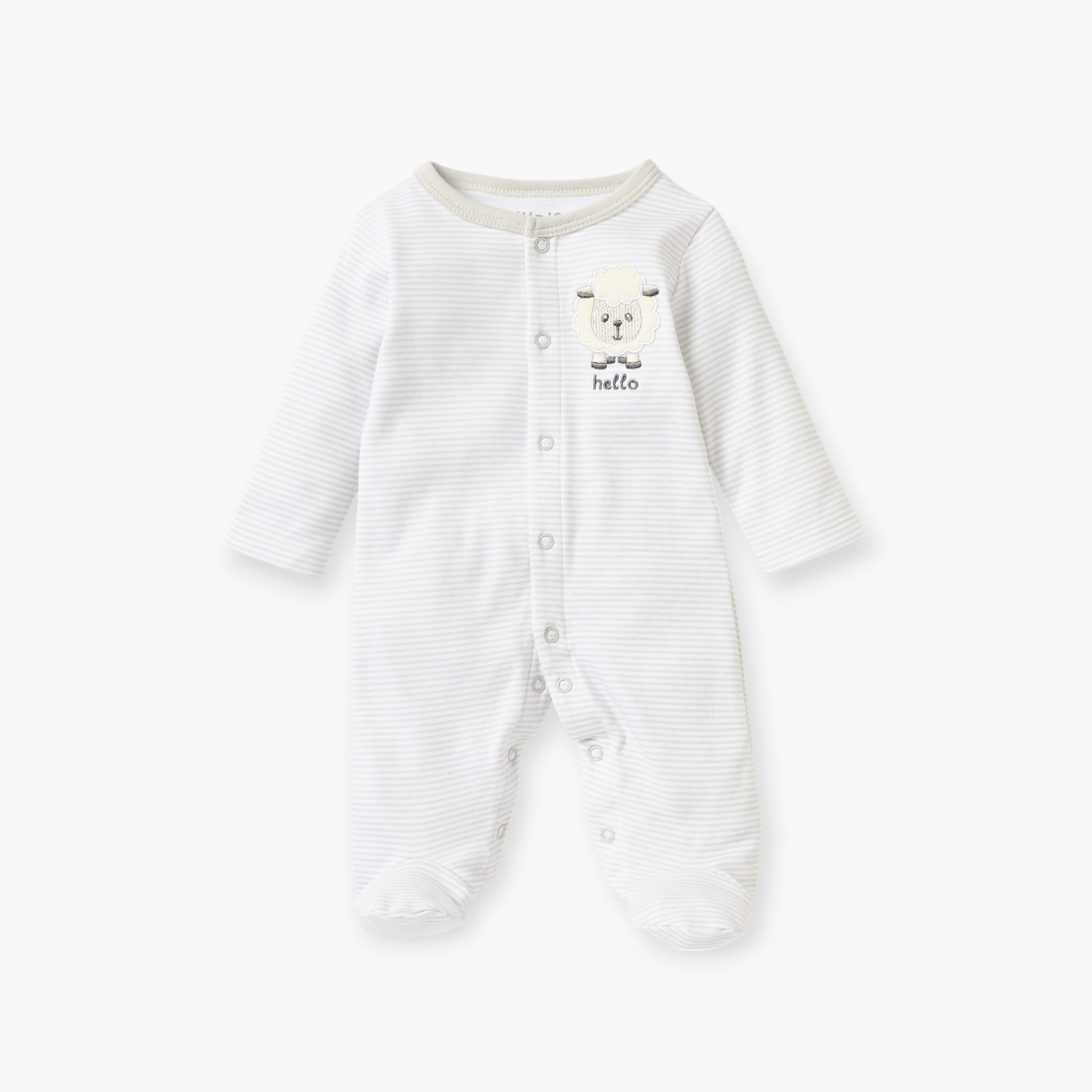 Juniors Sheep Applique Closed Foot Sleepsuit with Long Sleeves-baby-boys-clothing-nightwear-sleepsuits-image-1
