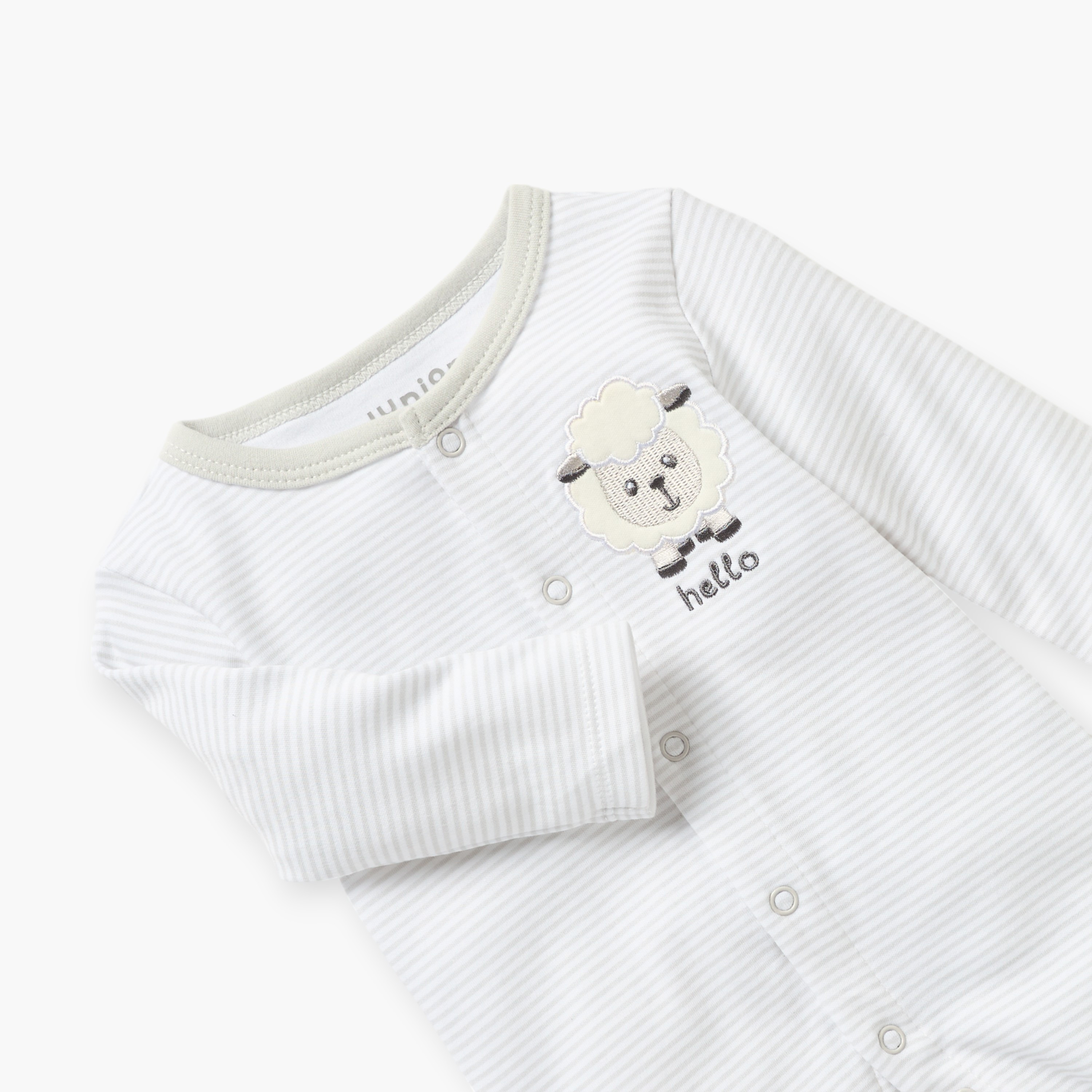 Juniors Sheep Applique Closed Foot Sleepsuit with Long Sleeves-baby-boys-clothing-nightwear-sleepsuits-image-3