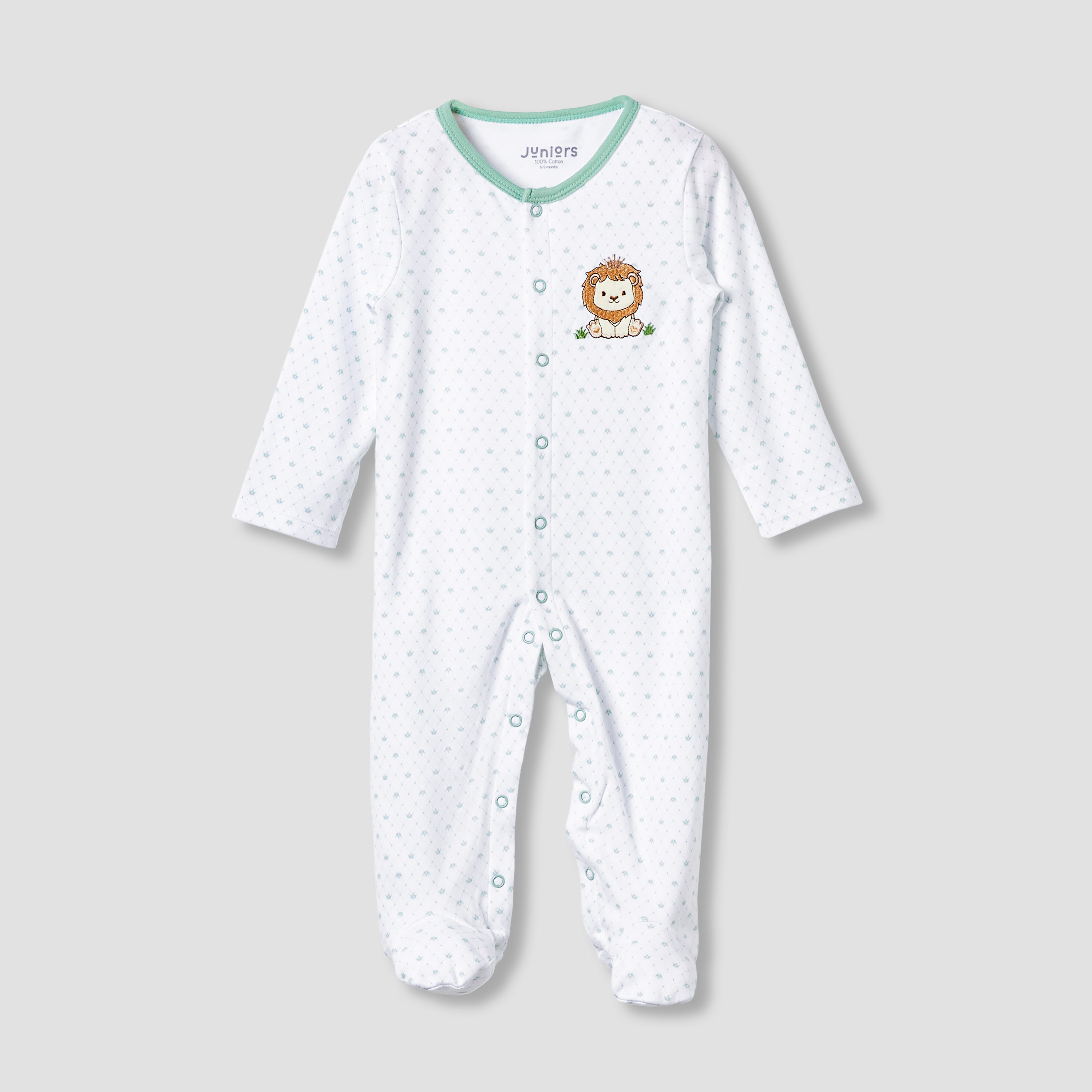 Juniors Round Neck Sleepsuit with Closed Feet - Cotton - Long Sleeves-baby-boys-clothing-nightwear-sleepsuits-image-1