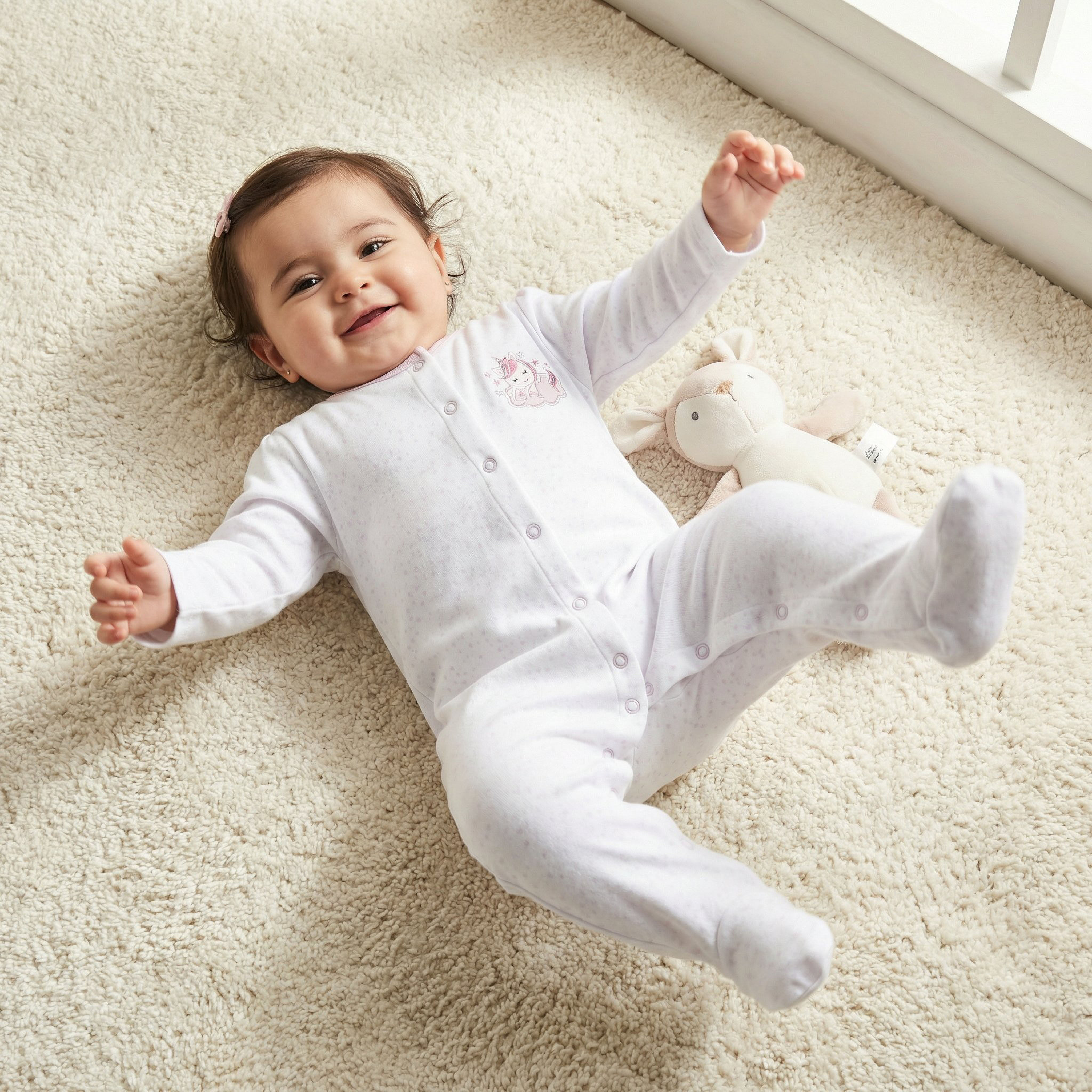 Juniors Unicorn Embroidered Sleepsuit-baby-girls-clothing-nightwear-sleepsuits-image-1