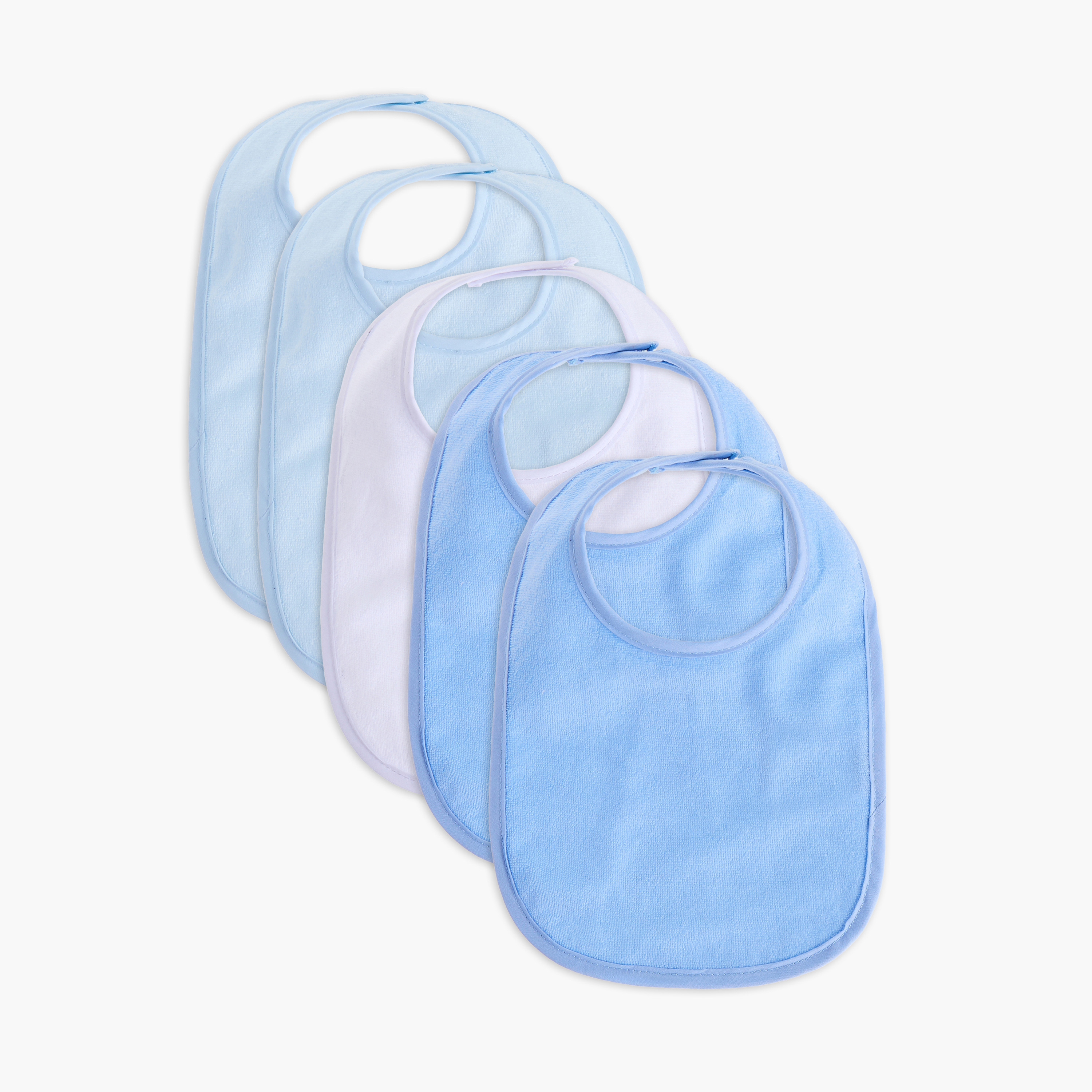 مرايل سادة تيري بشريط إغلاق لاصق من جونيورز - طقم من 5 قطع-baby-feeding-bibs-image-7