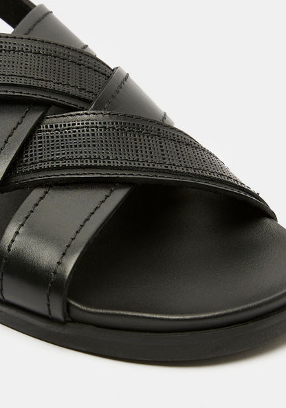 Duchini Men's Cross Strap Sandals with Buckle Closure