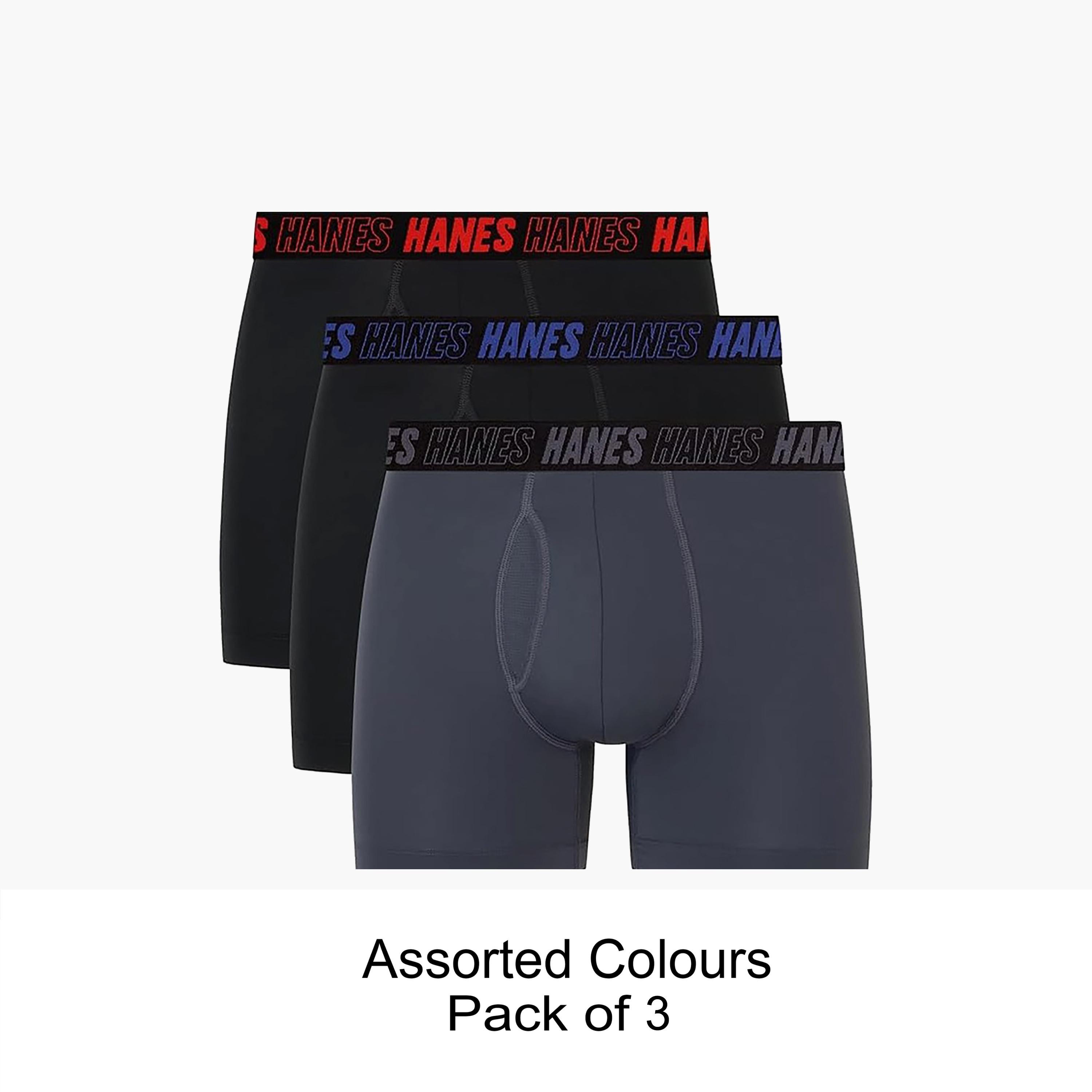 Hanes Assorted Pack of 3 Brand Print Waistband Men's Boxer Briefs-men-clothing-innerwear-underwear-image-1