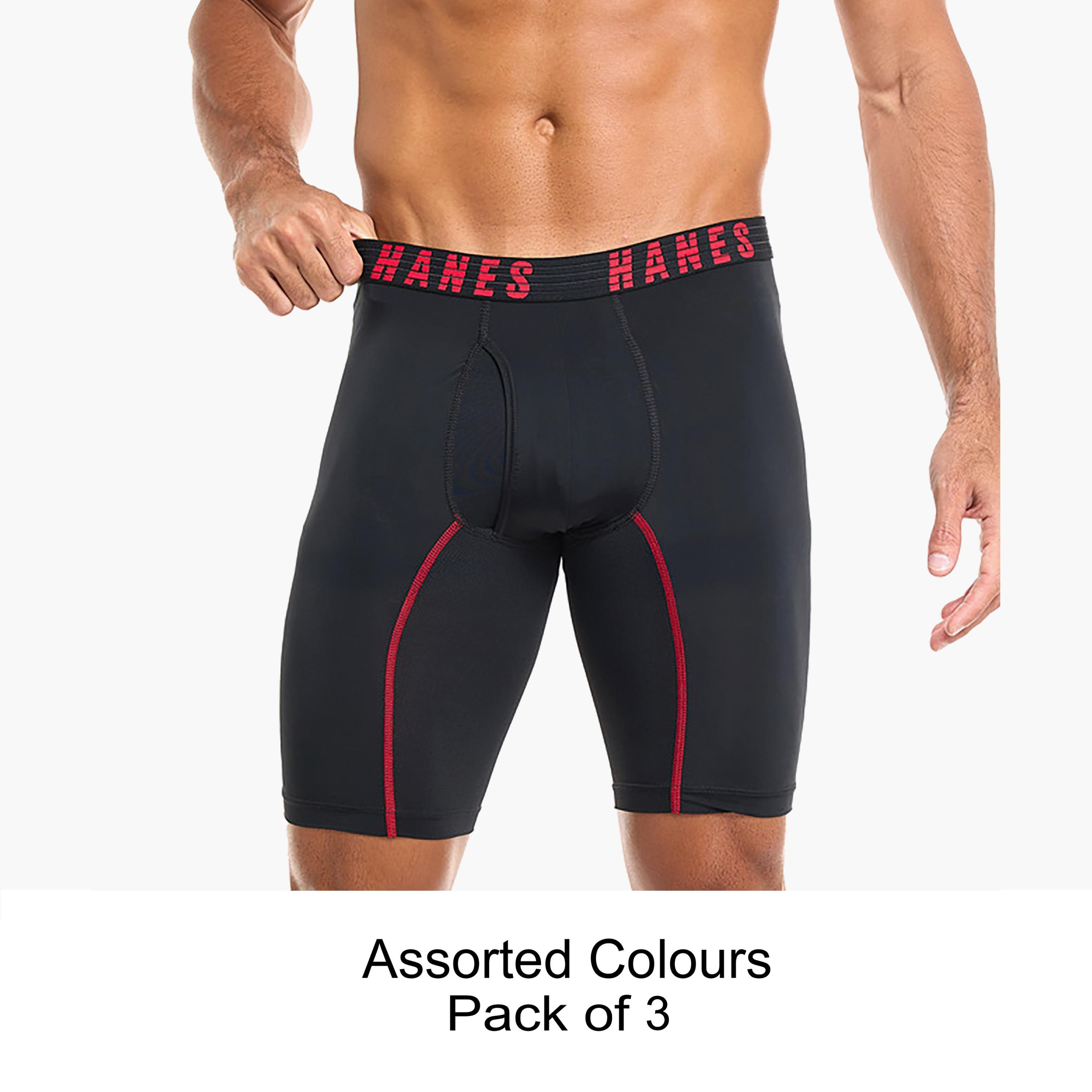 Hanes Assorted Pack of 3 Brand Print Waistband Men's Boxer Briefs-men-clothing-innerwear-underwear-image-1