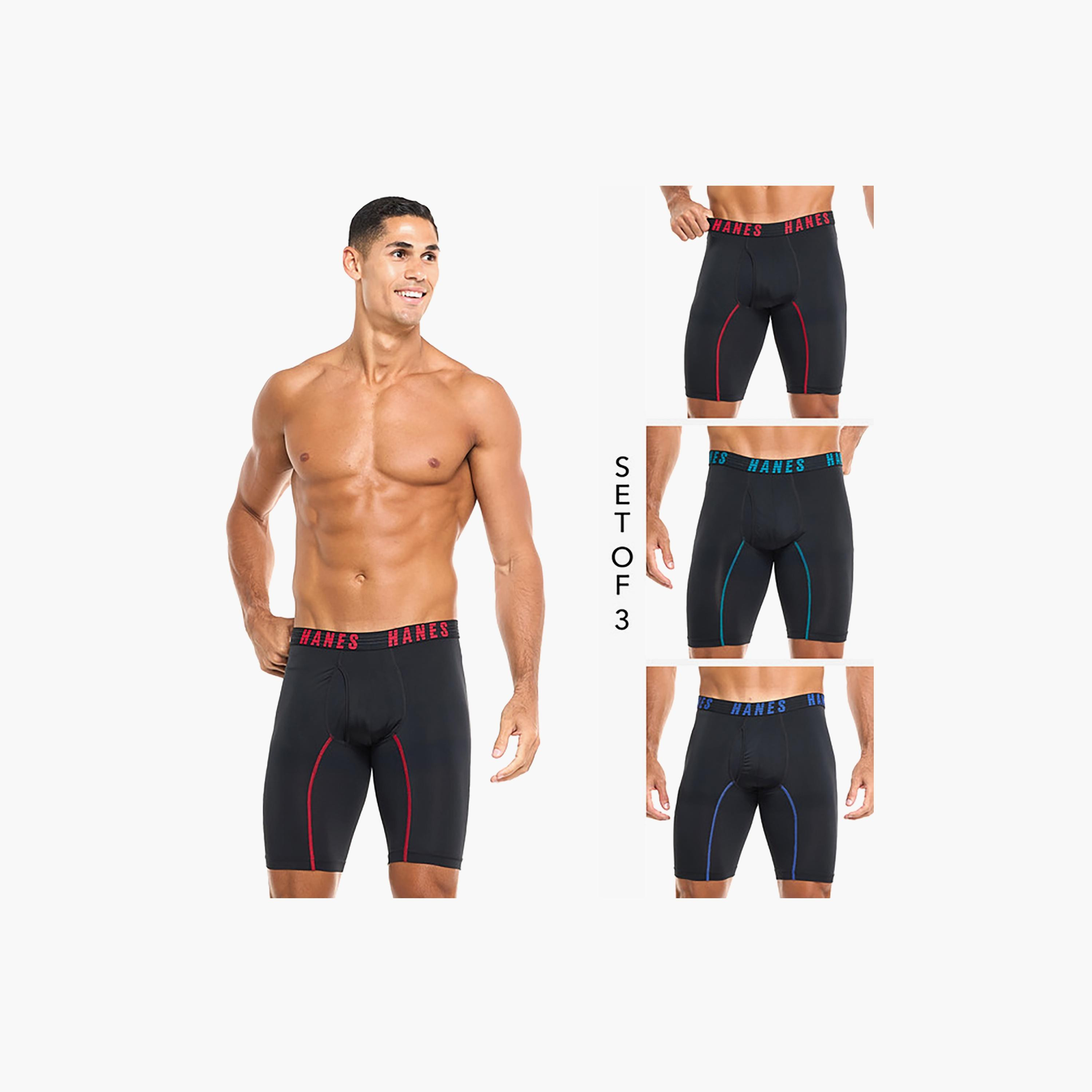 مجموعة متنوعة من 3 سراويل بوكسر رجالية مطبوعة بعلامة تجارية مع حزام خصر من هانز-men-clothing-innerwear-underwear-image-2
