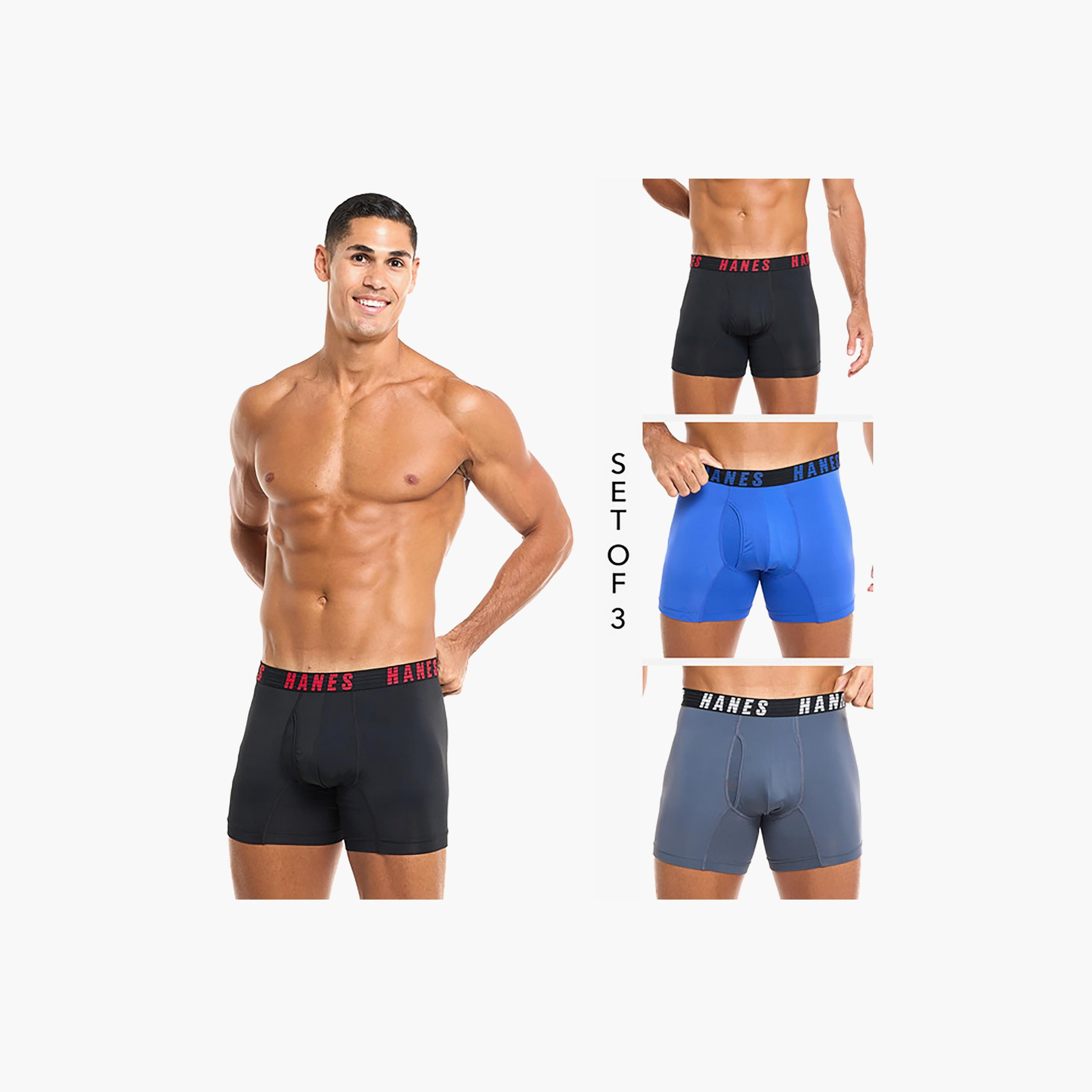 Hanes Assorted Pack of 3 Plain Men's Trunks-men-clothing-innerwear-underwear-image-2