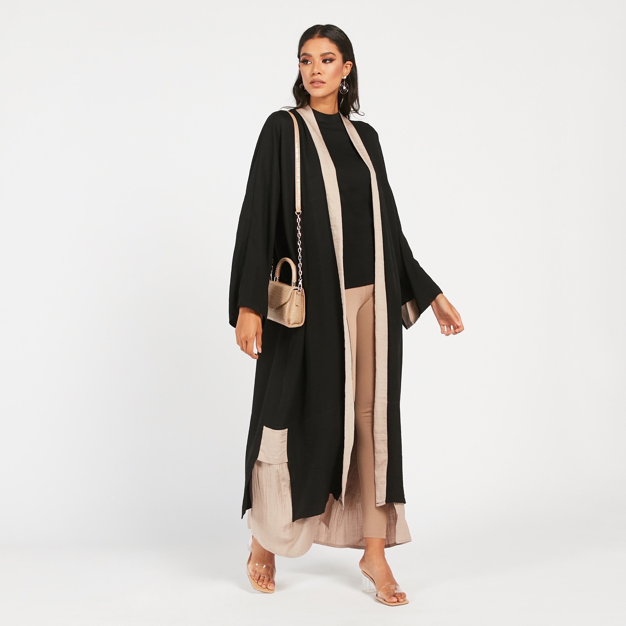 MOiSTREET Solid Open Front Abaya-women-arabicclothing-abayas-image-1