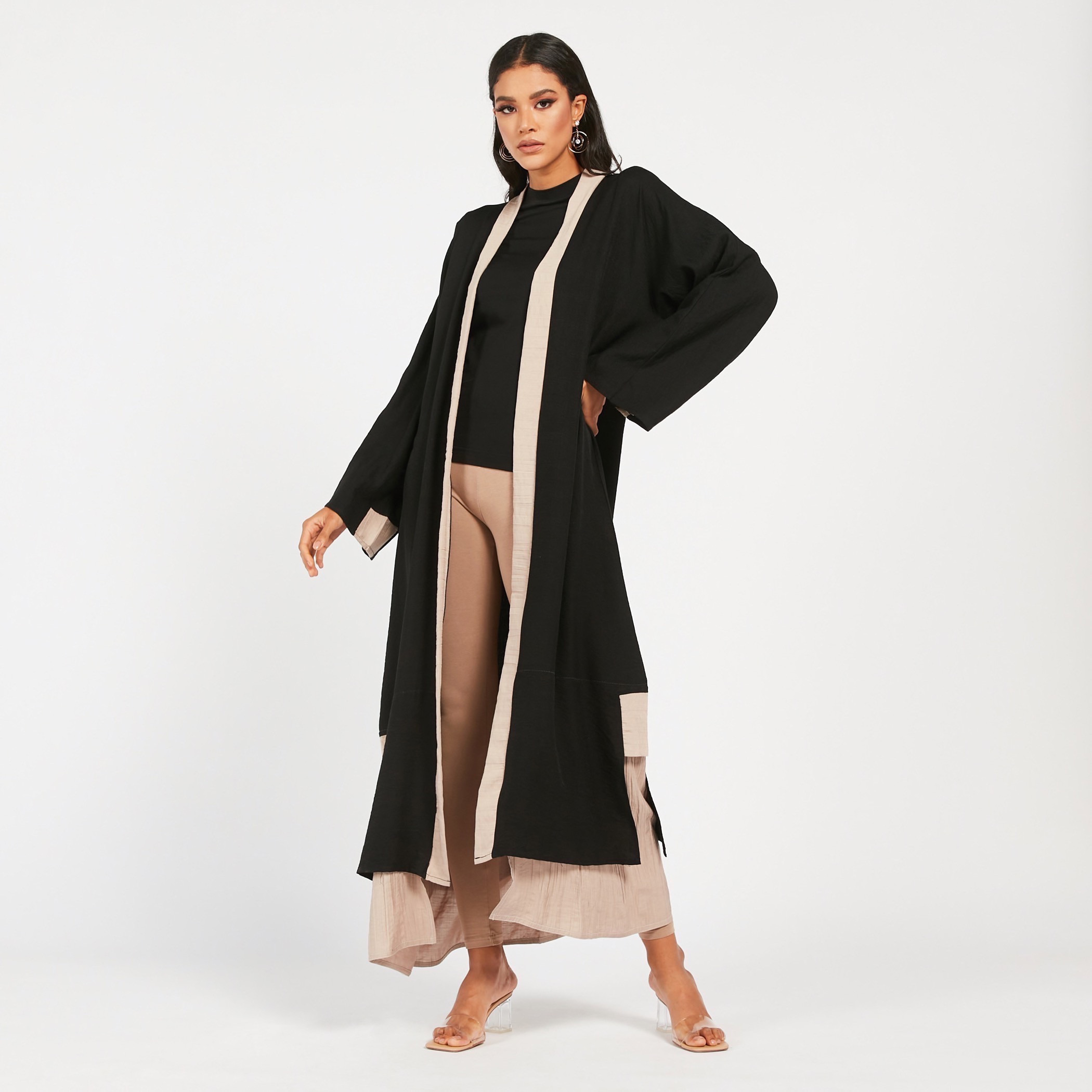 MOiSTREET Solid Open Front Abaya-women-arabicclothing-abayas-image-2