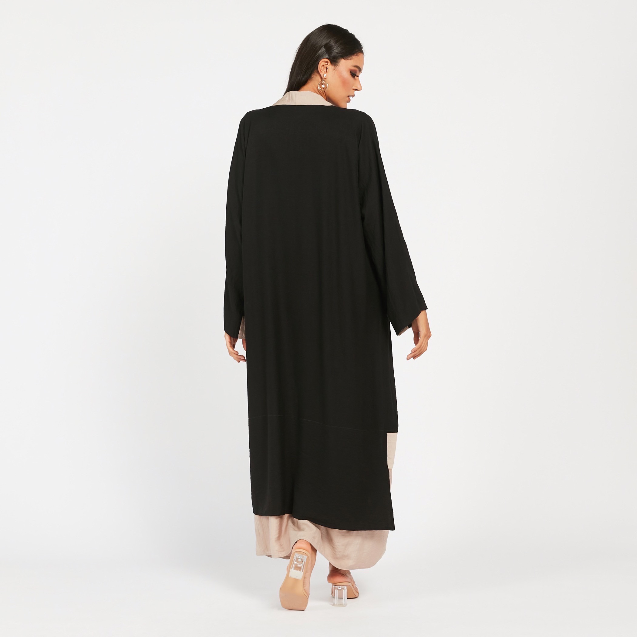 MOiSTREET Solid Open Front Abaya-women-arabicclothing-abayas-image-4