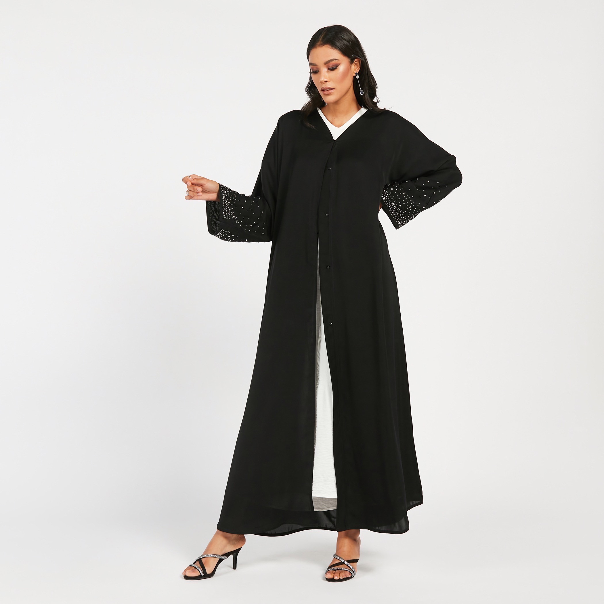 Moistreet Embellished Abaya with Button-Up Closure-women-arabicclothing-abayas-image-2