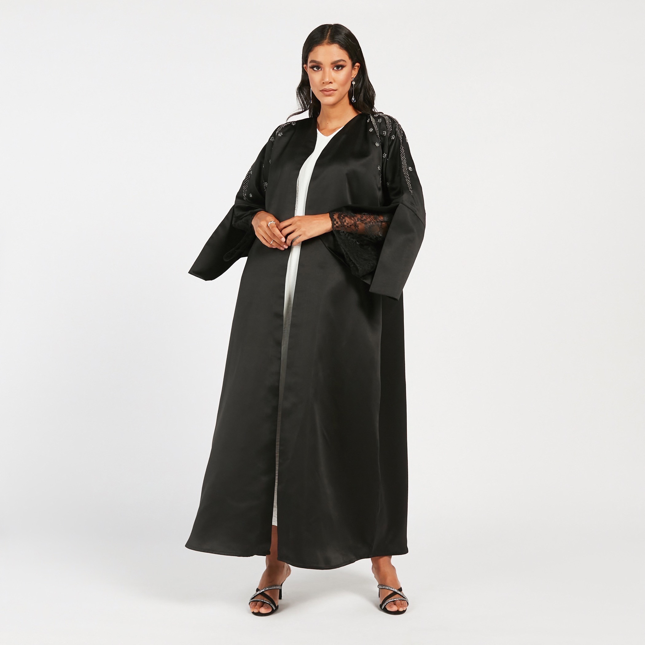 MOiSTREET Embellished Open Front Abaya with Slit Sleeves-women-arabicclothing-abayas-image-2