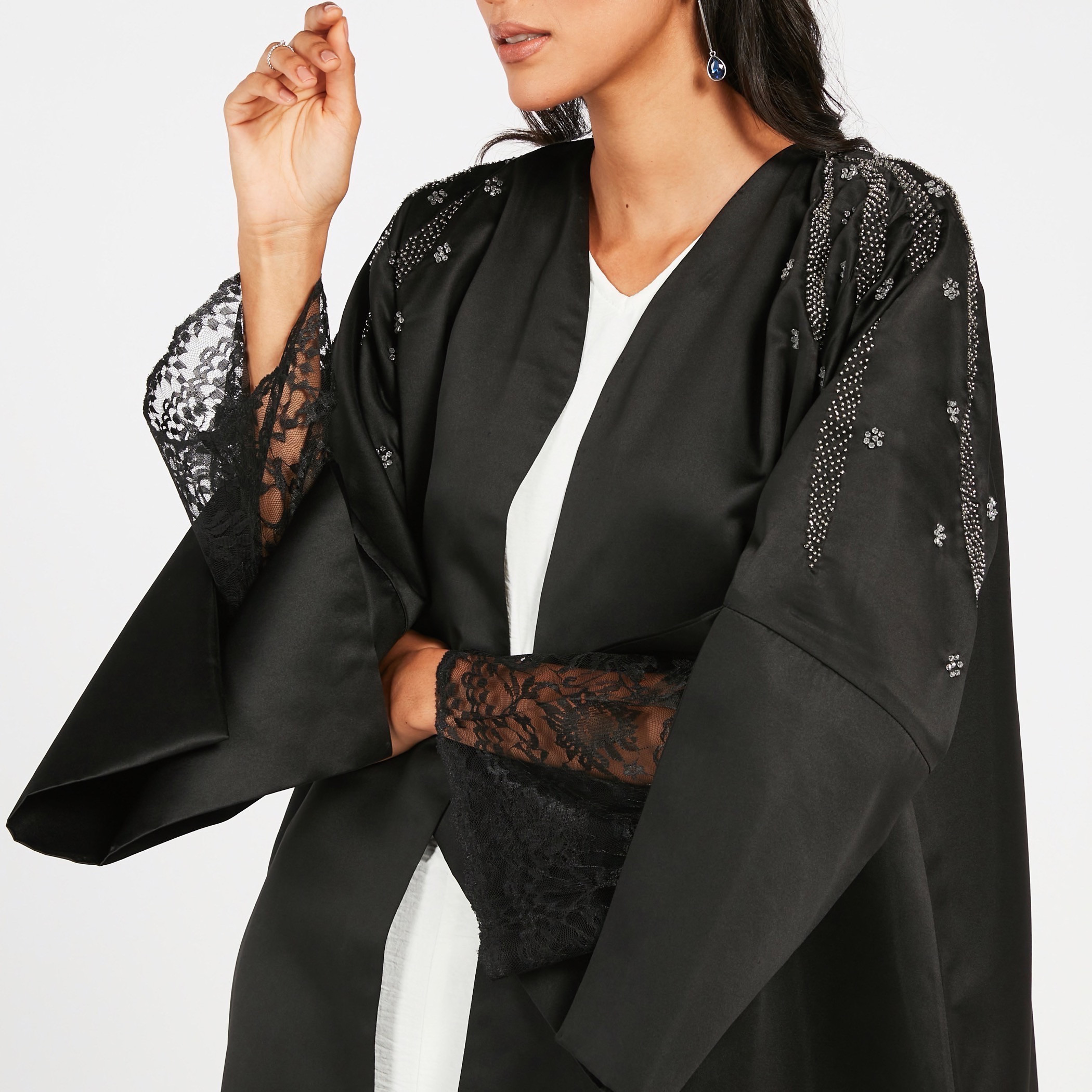 MOiSTREET Embellished Open Front Abaya with Slit Sleeves-women-arabicclothing-abayas-image-3